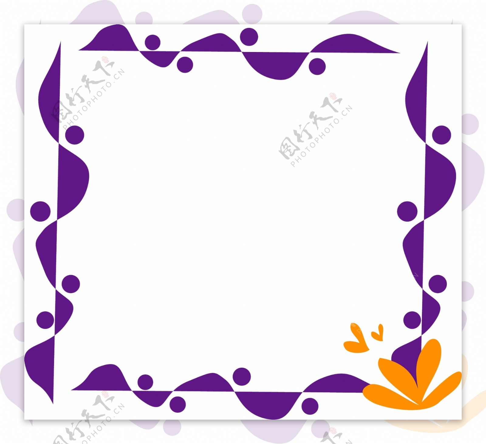 紫色花边边框插画