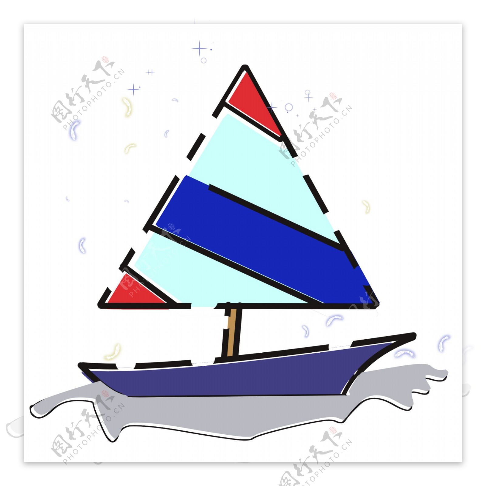 三角形条纹帆船