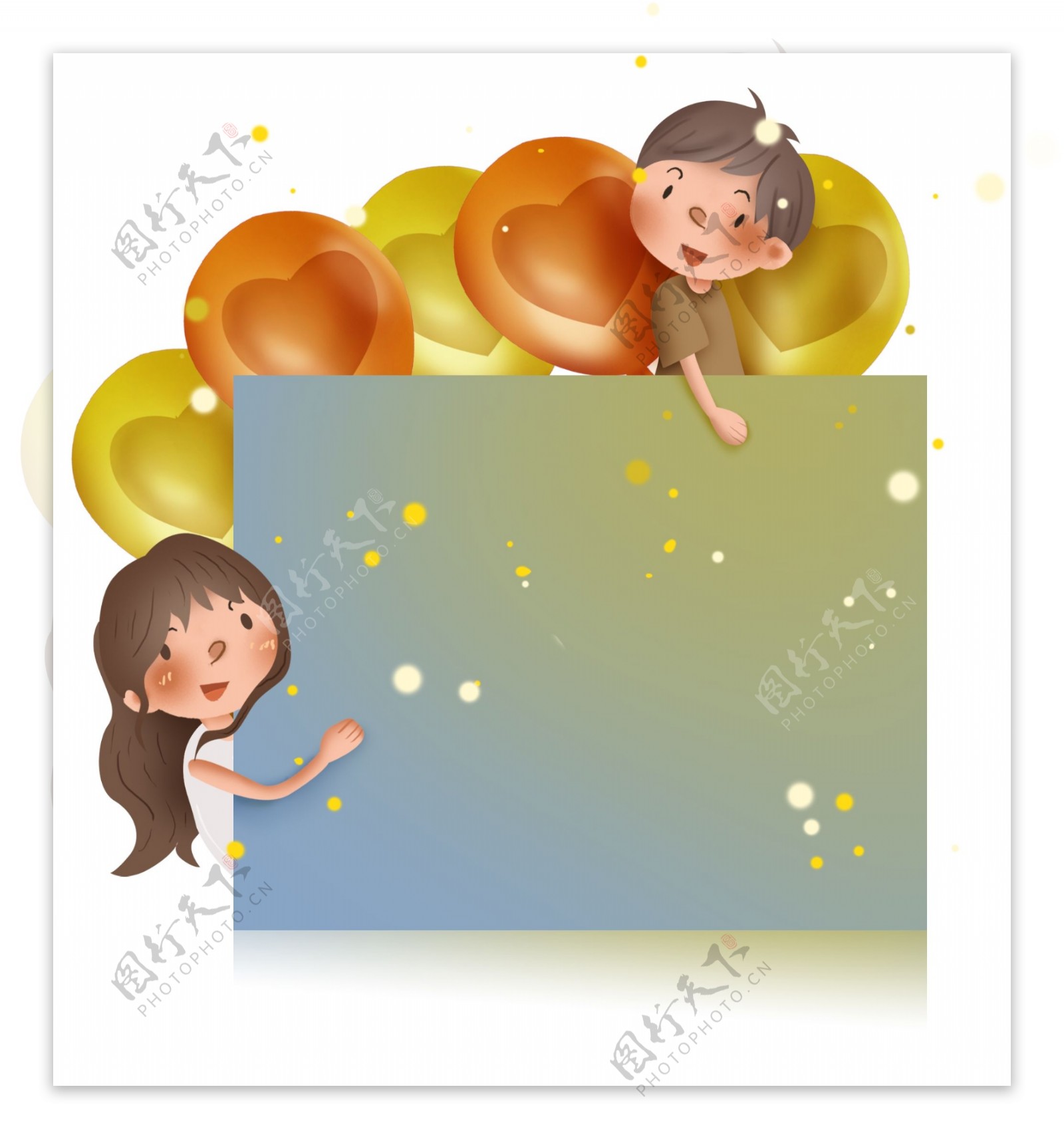 儿童节儿童气球文本框