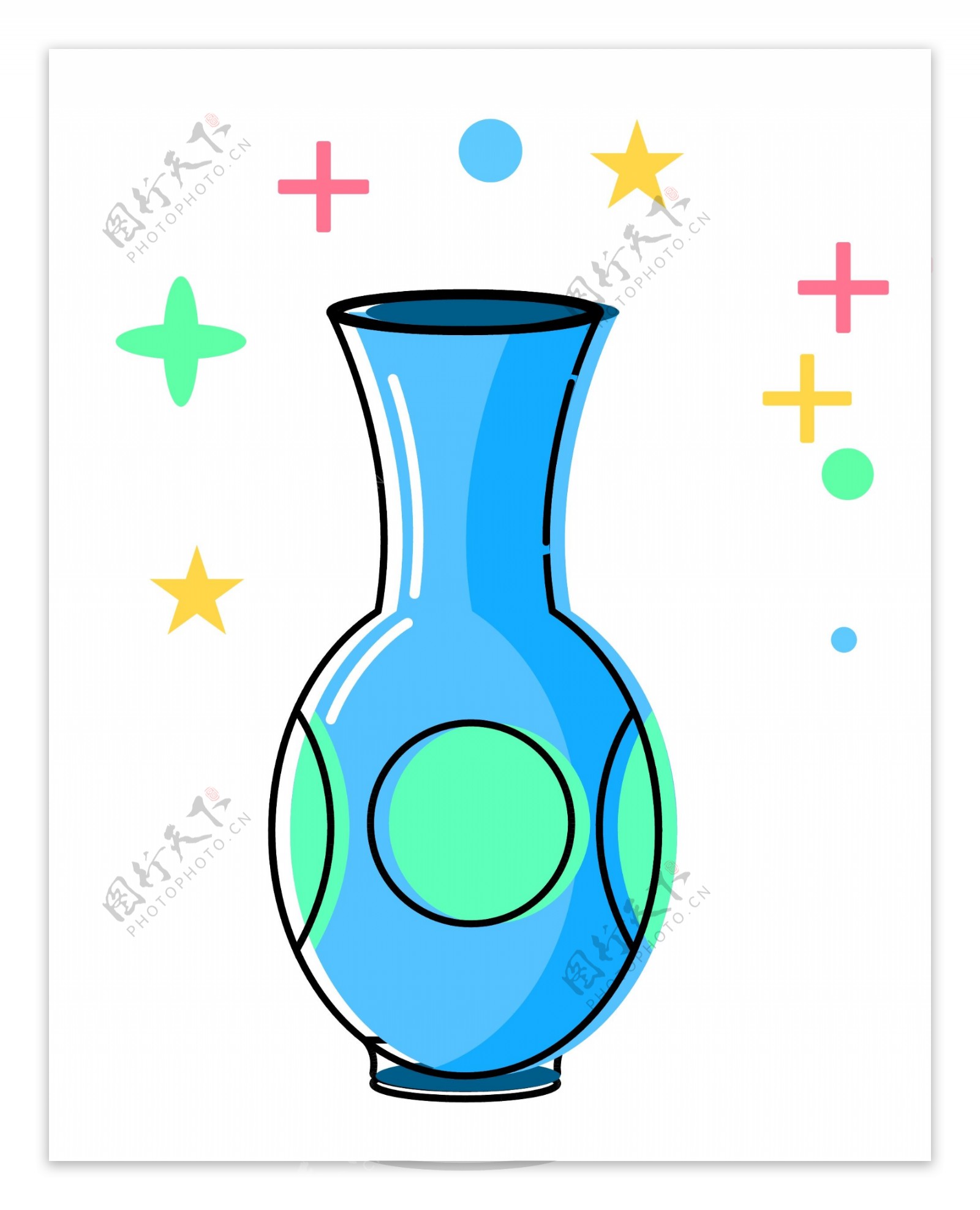 蓝色陶瓷花瓶