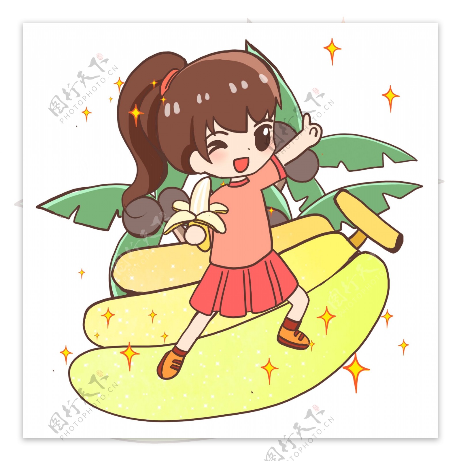 夏日女孩乘坐香蕉船