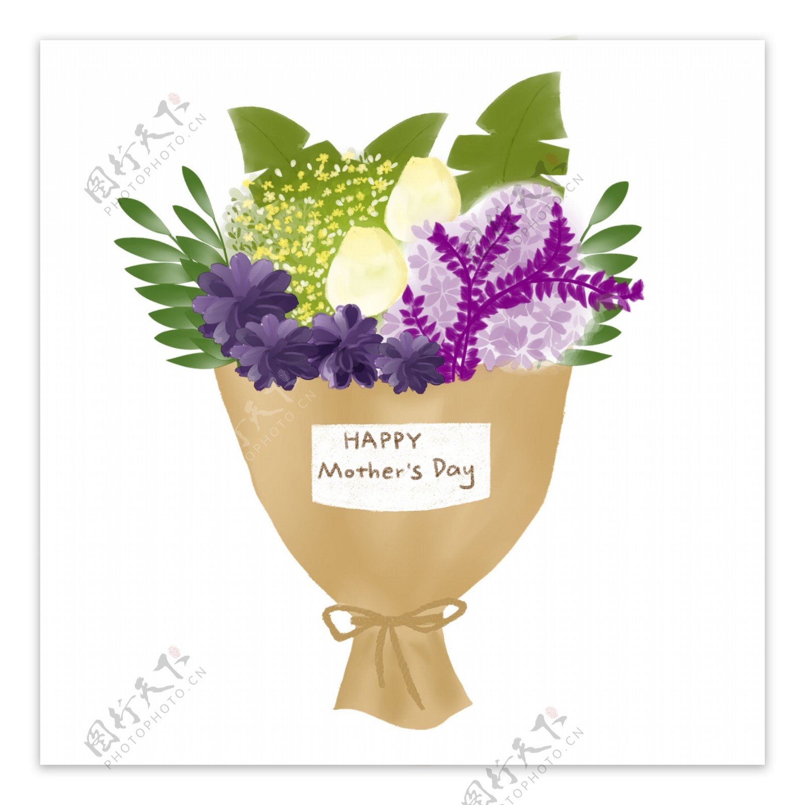 母亲节手绘花束PNG图片