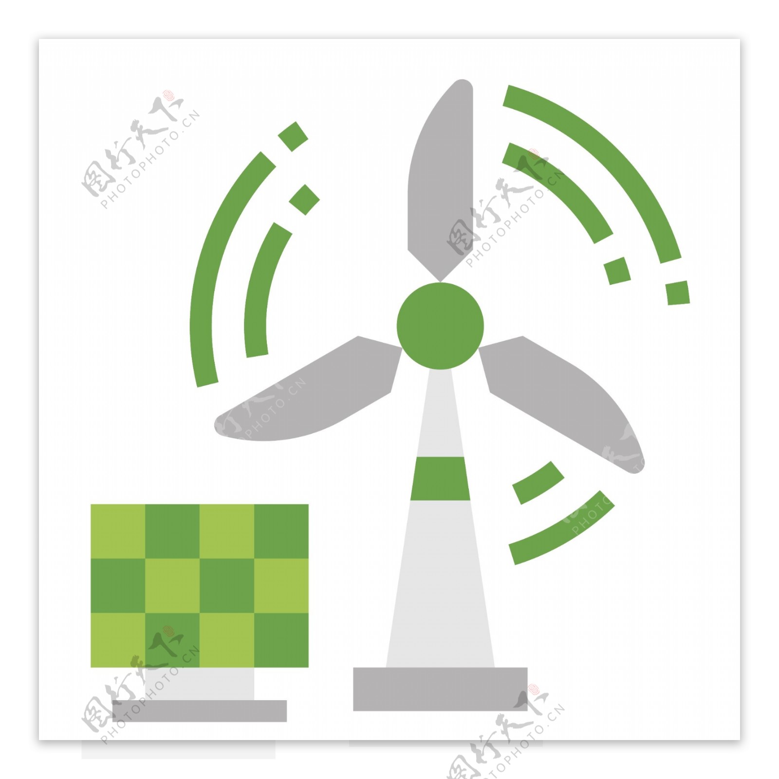 风车发电环保插画