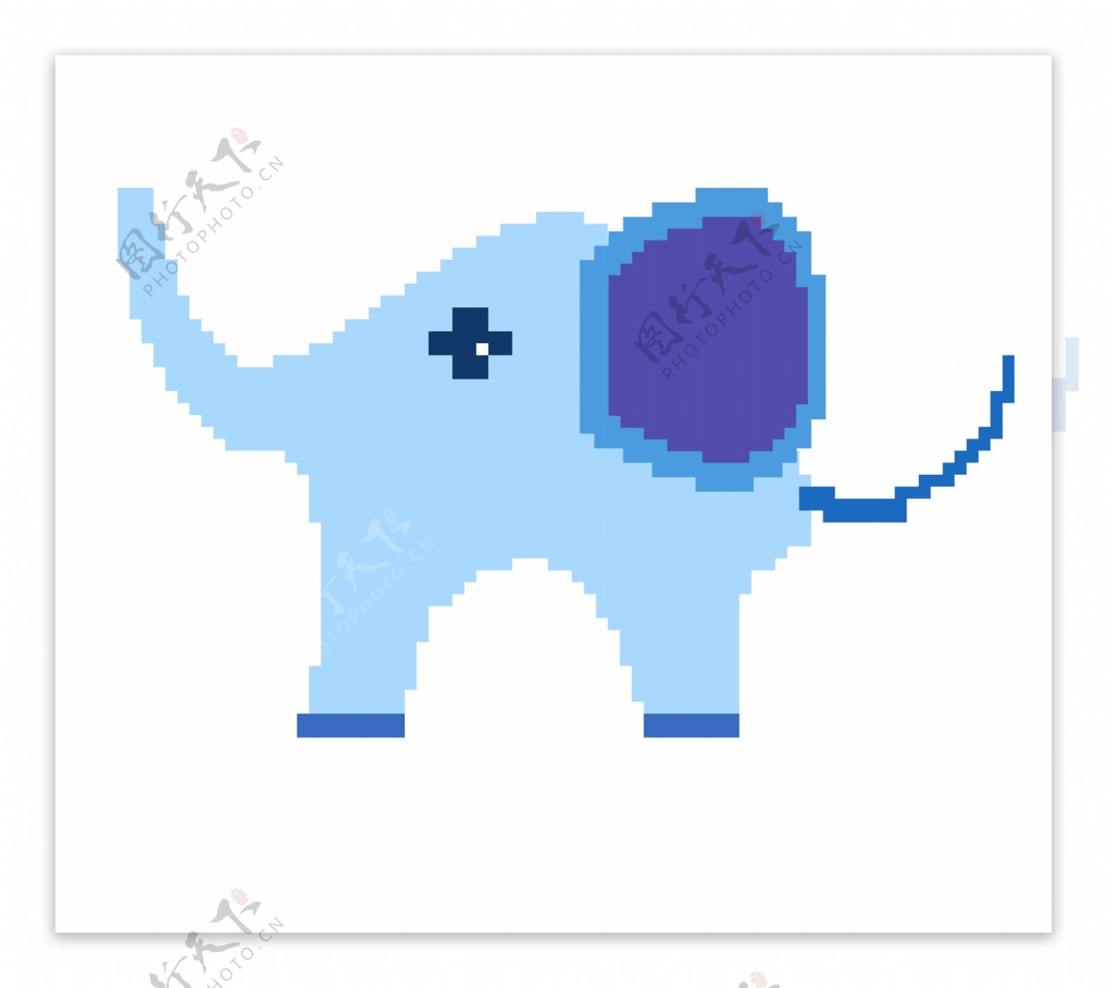 像素蓝色的大象插画