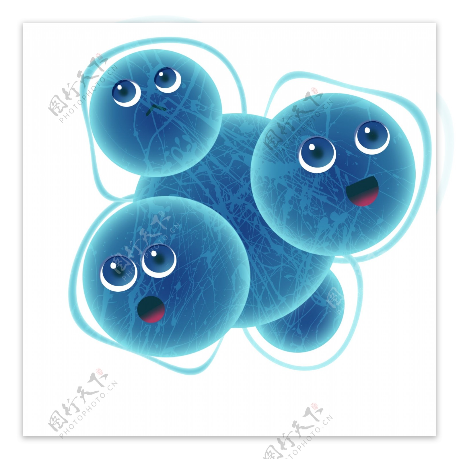 卡通蓝色圆细菌组合