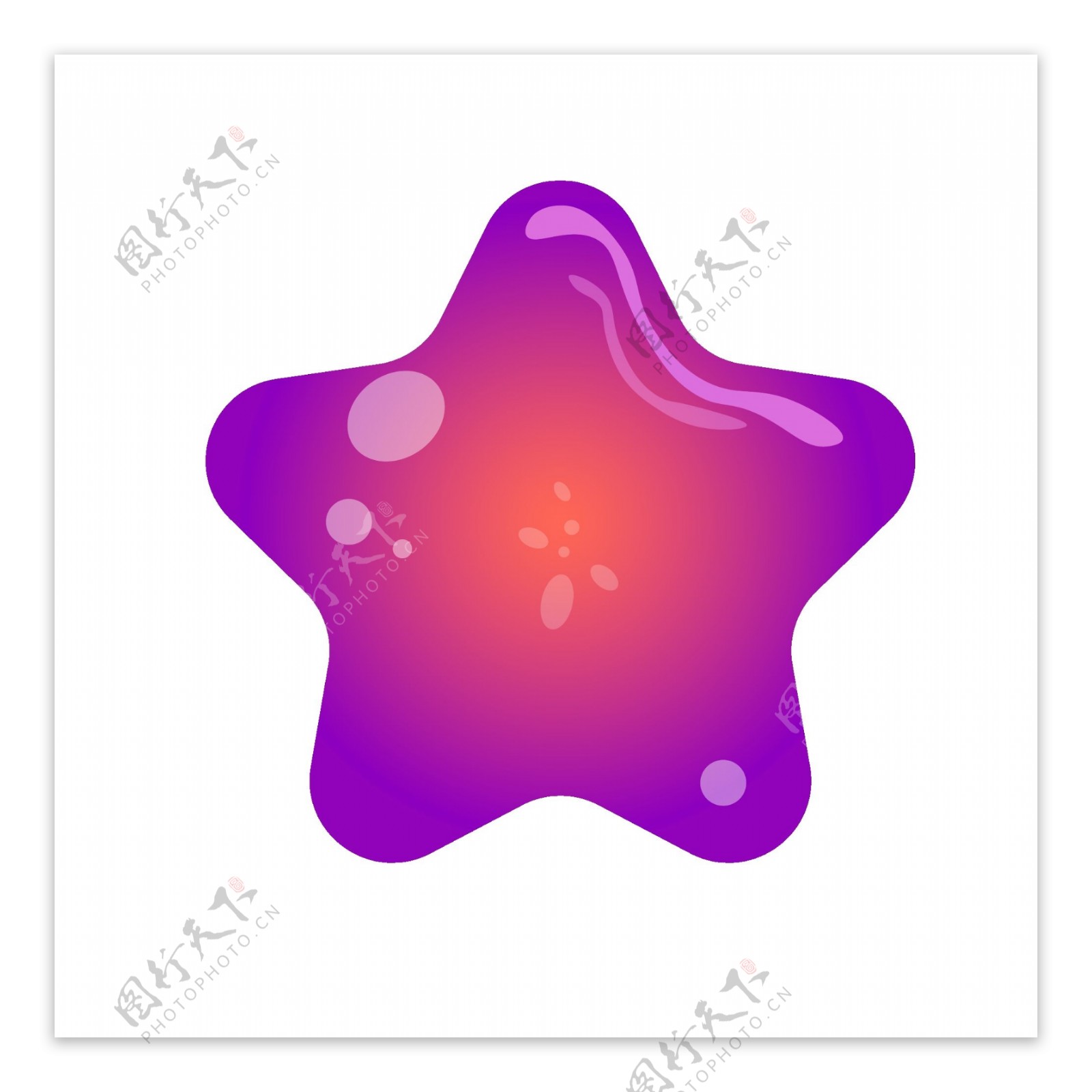 卡通紫色五角星气泡