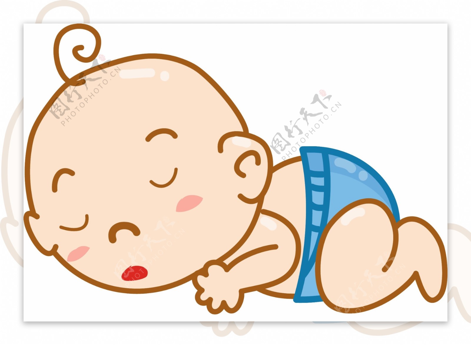 熟睡的婴儿装饰插画