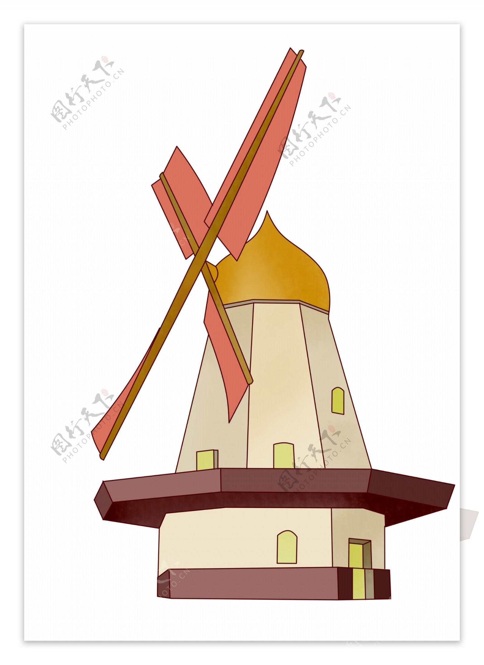 木质的风车装饰插画