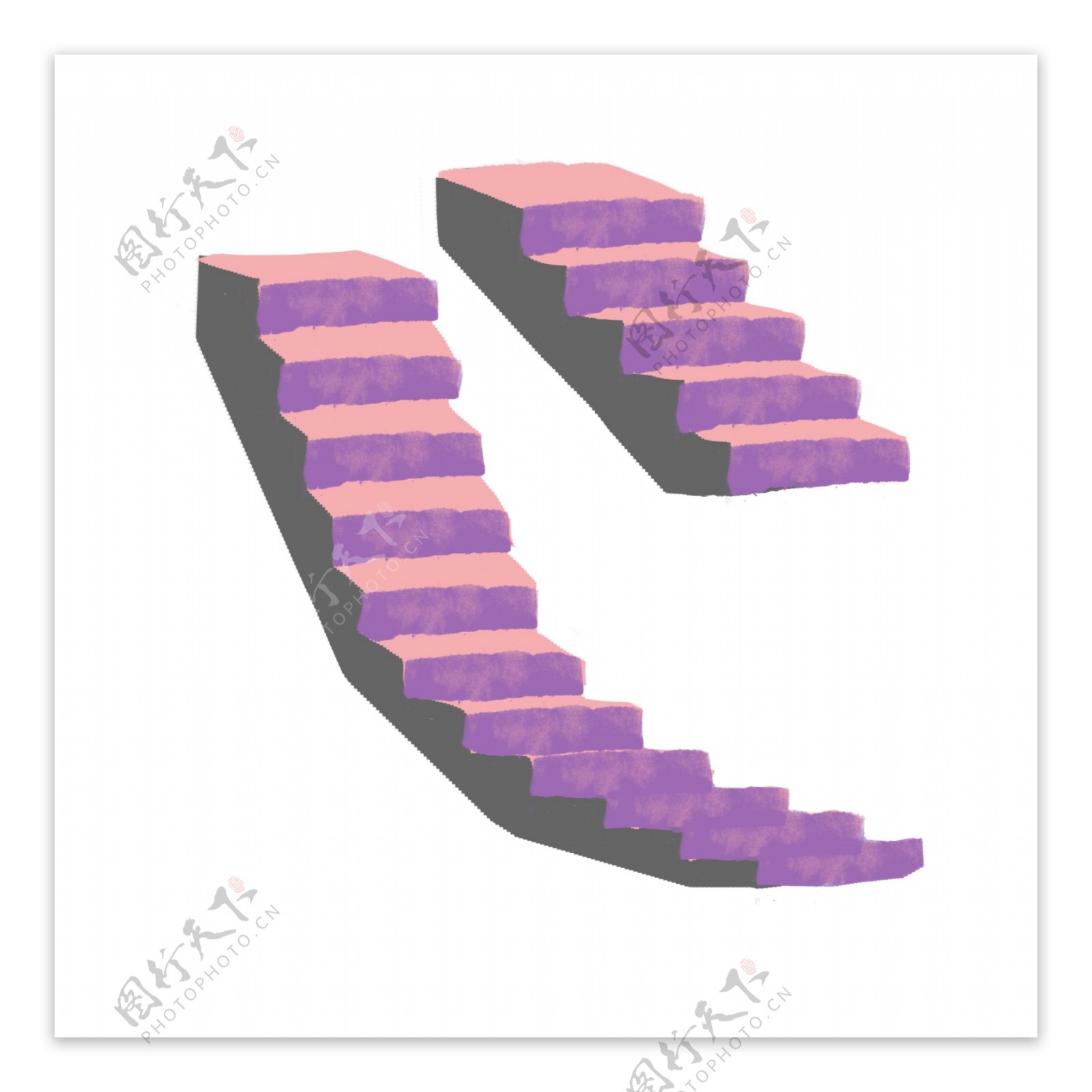 紫色的楼梯装饰插画