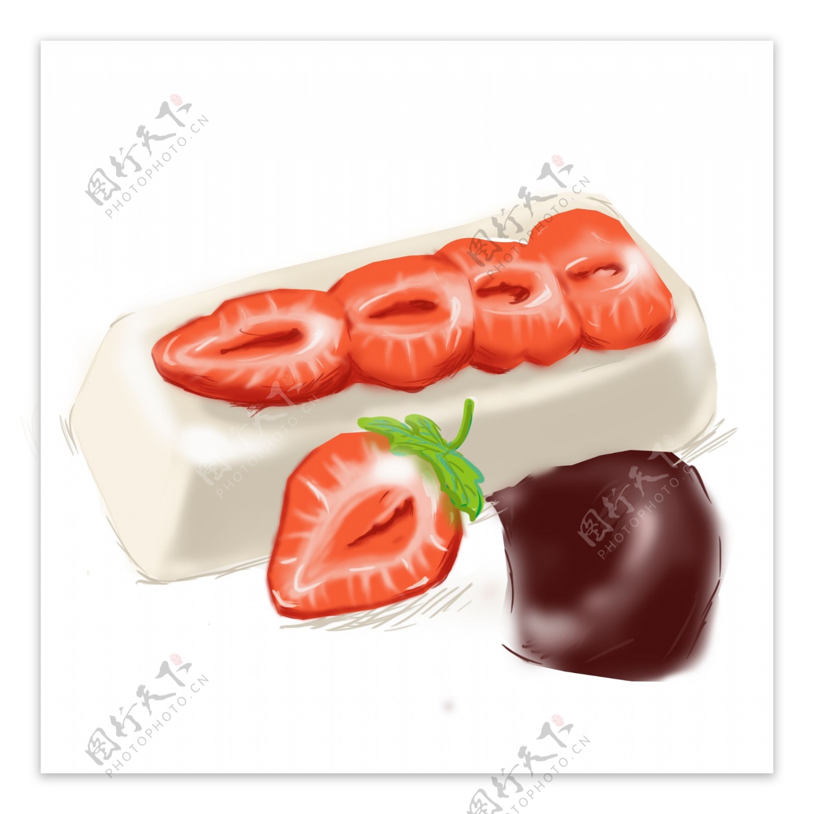 美味的草莓蛋糕插画