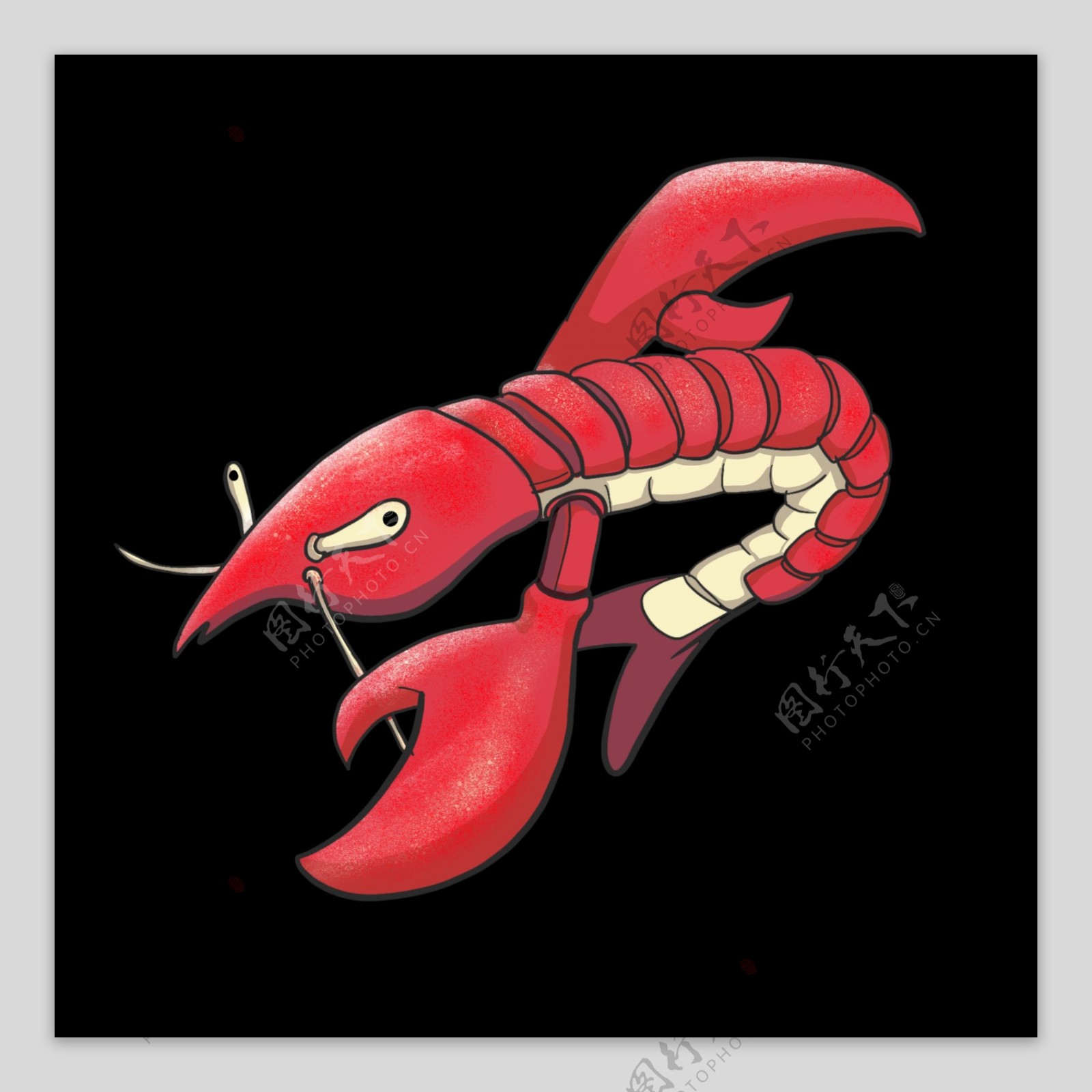 红色跳跃龙虾插画