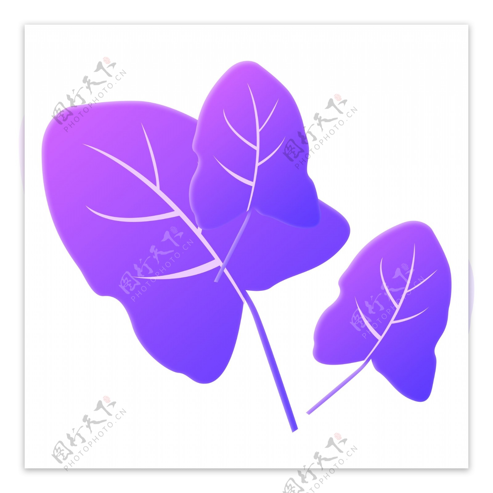 紫色树叶卡通装饰免抠图