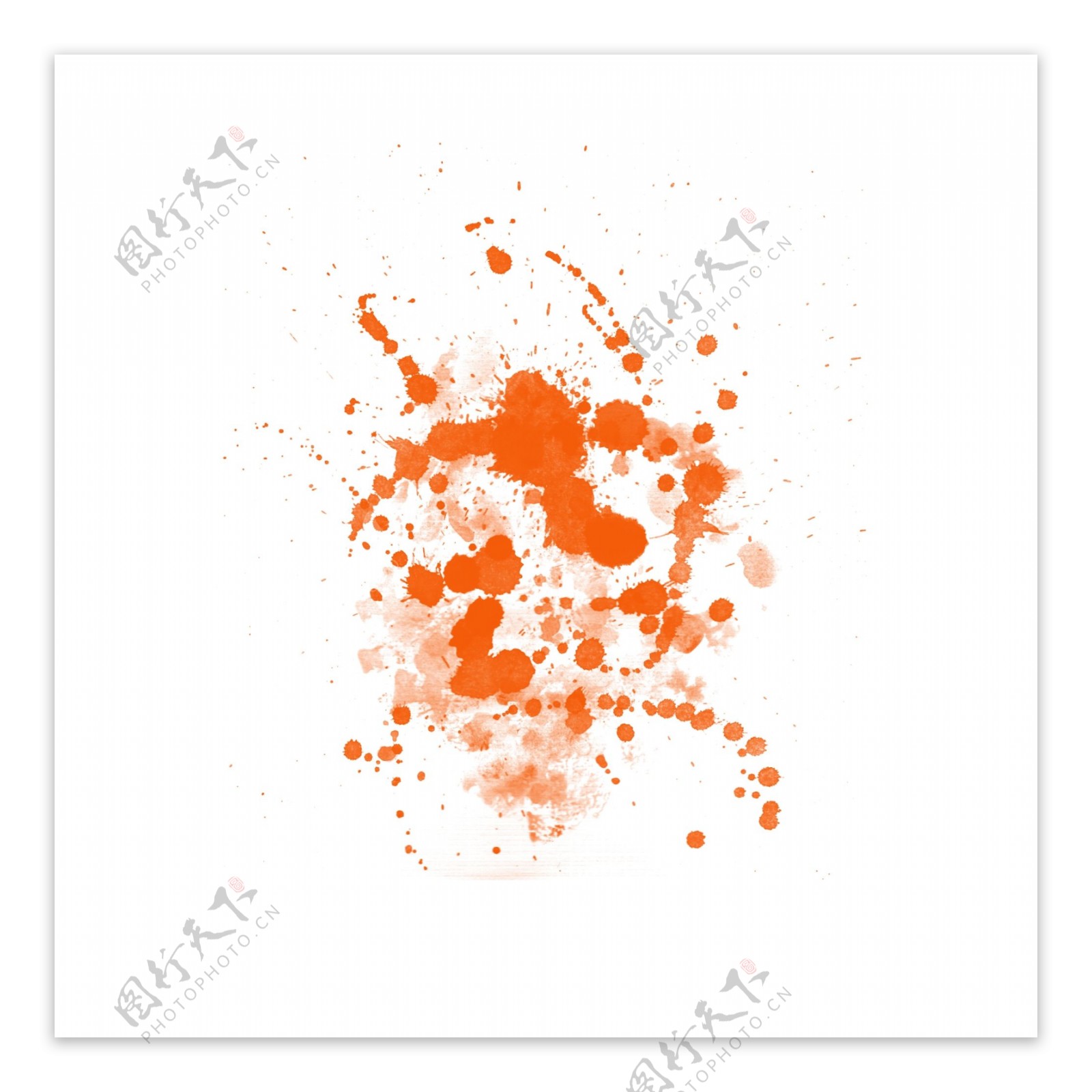 斑驳笔刷橙色油漆喷溅