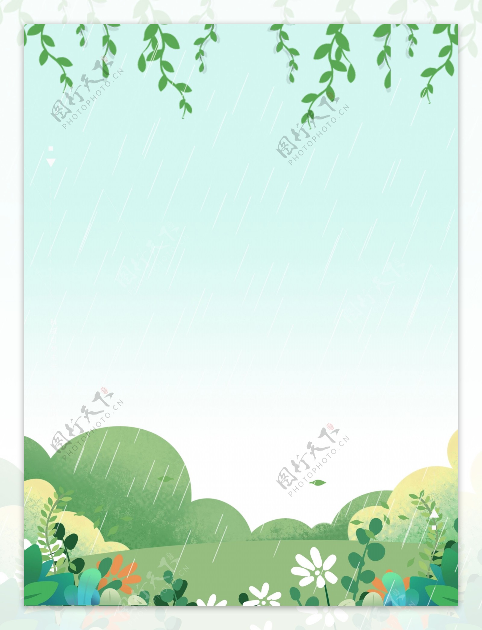 下着小雨的森林广告背景