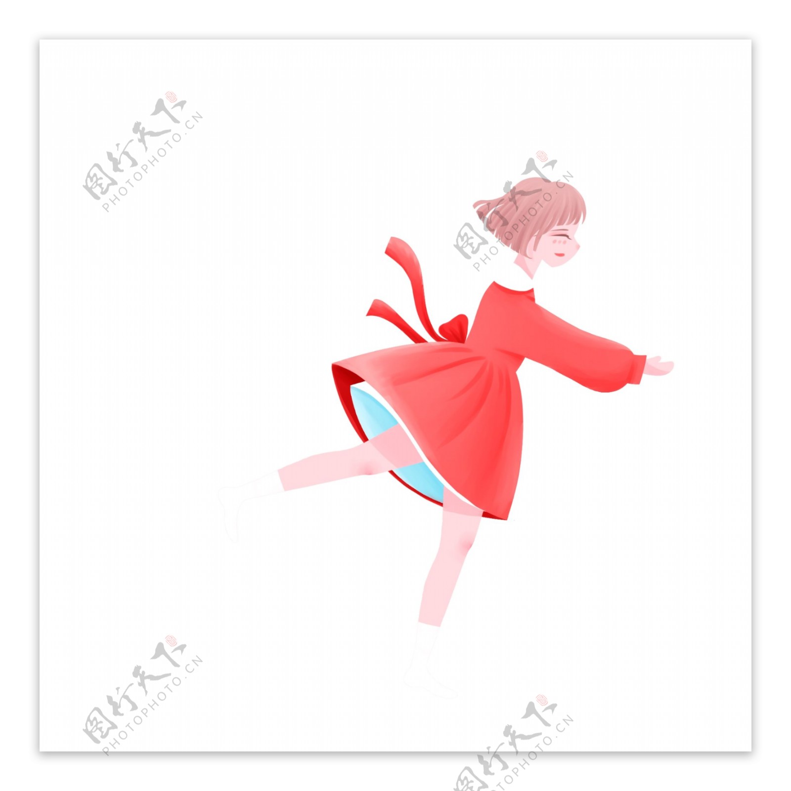手绘一个跳舞的女孩子插画设计