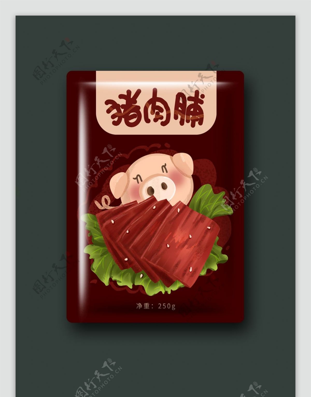 食品包装猪肉脯肉类插画