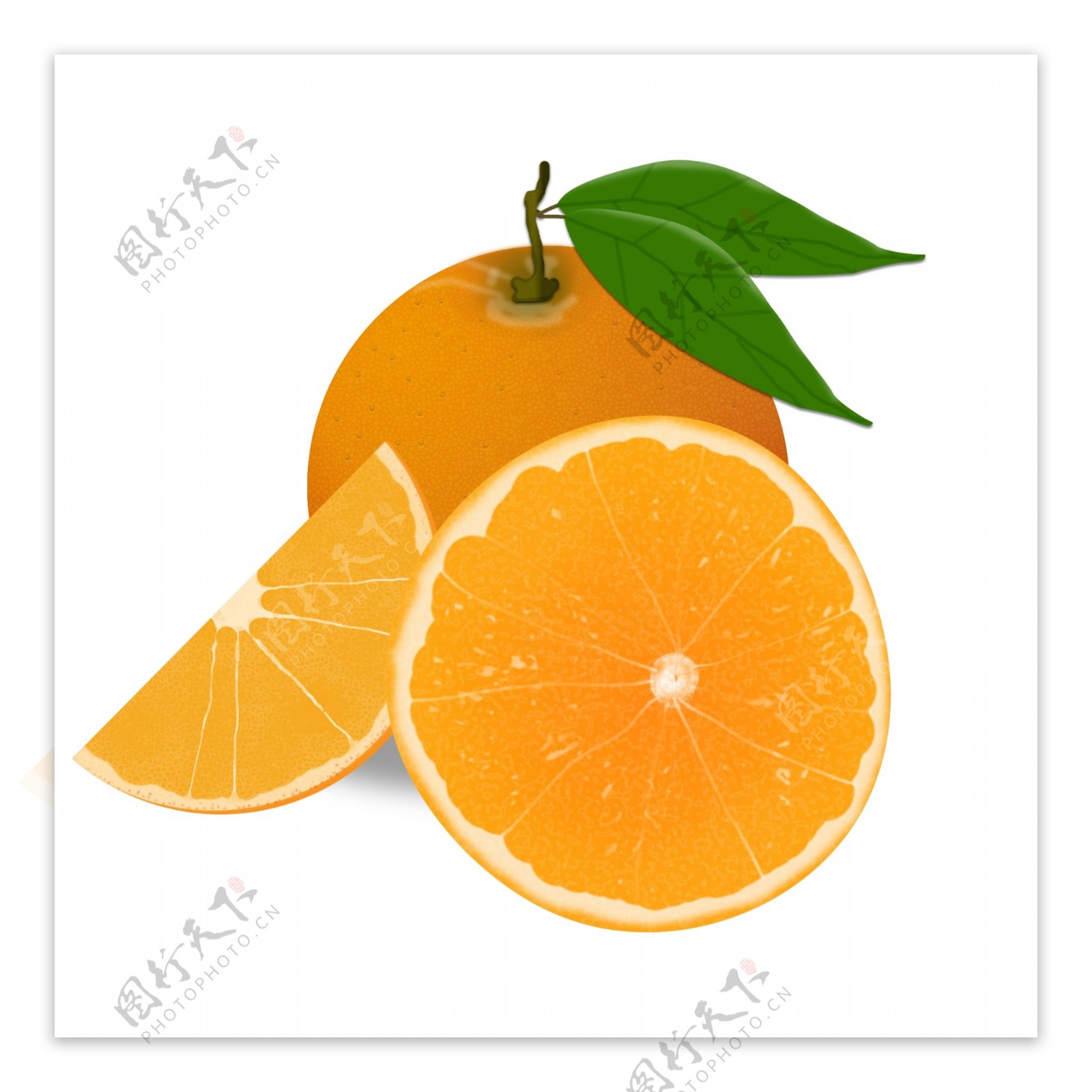 橙子水果手绘卡通果子橘子柑橘