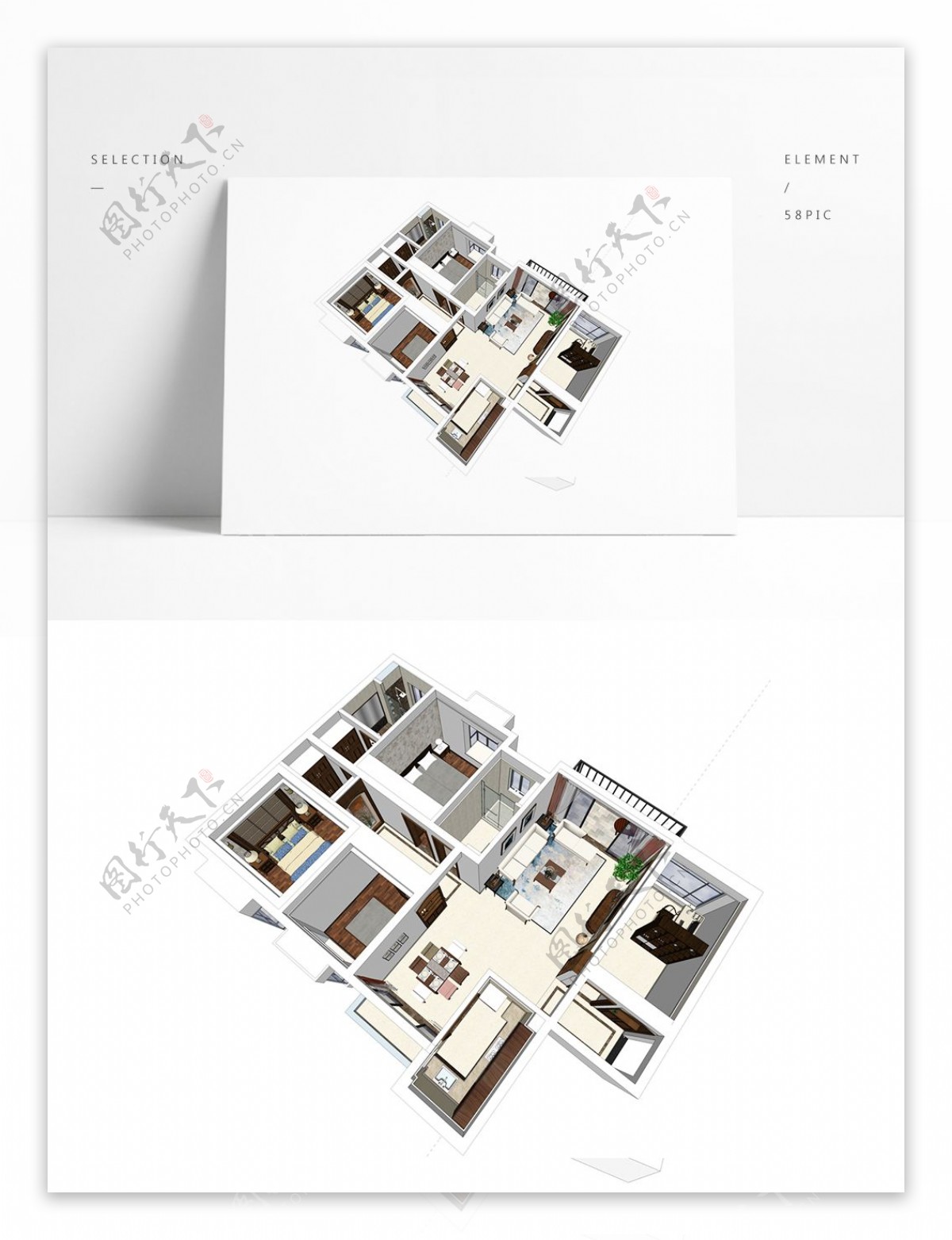 极简风住宅SU透视模型