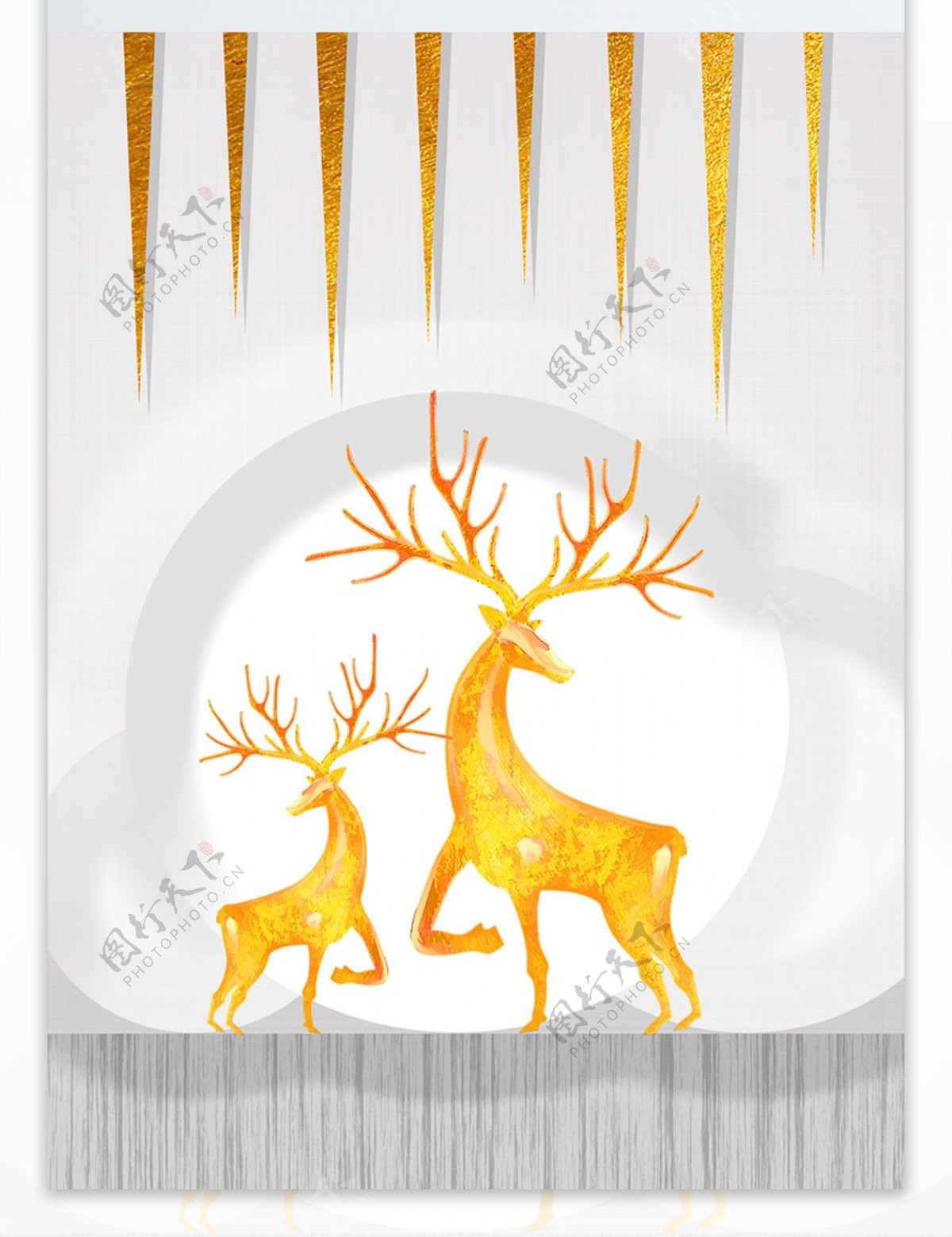 原创意境麋鹿客厅装饰画