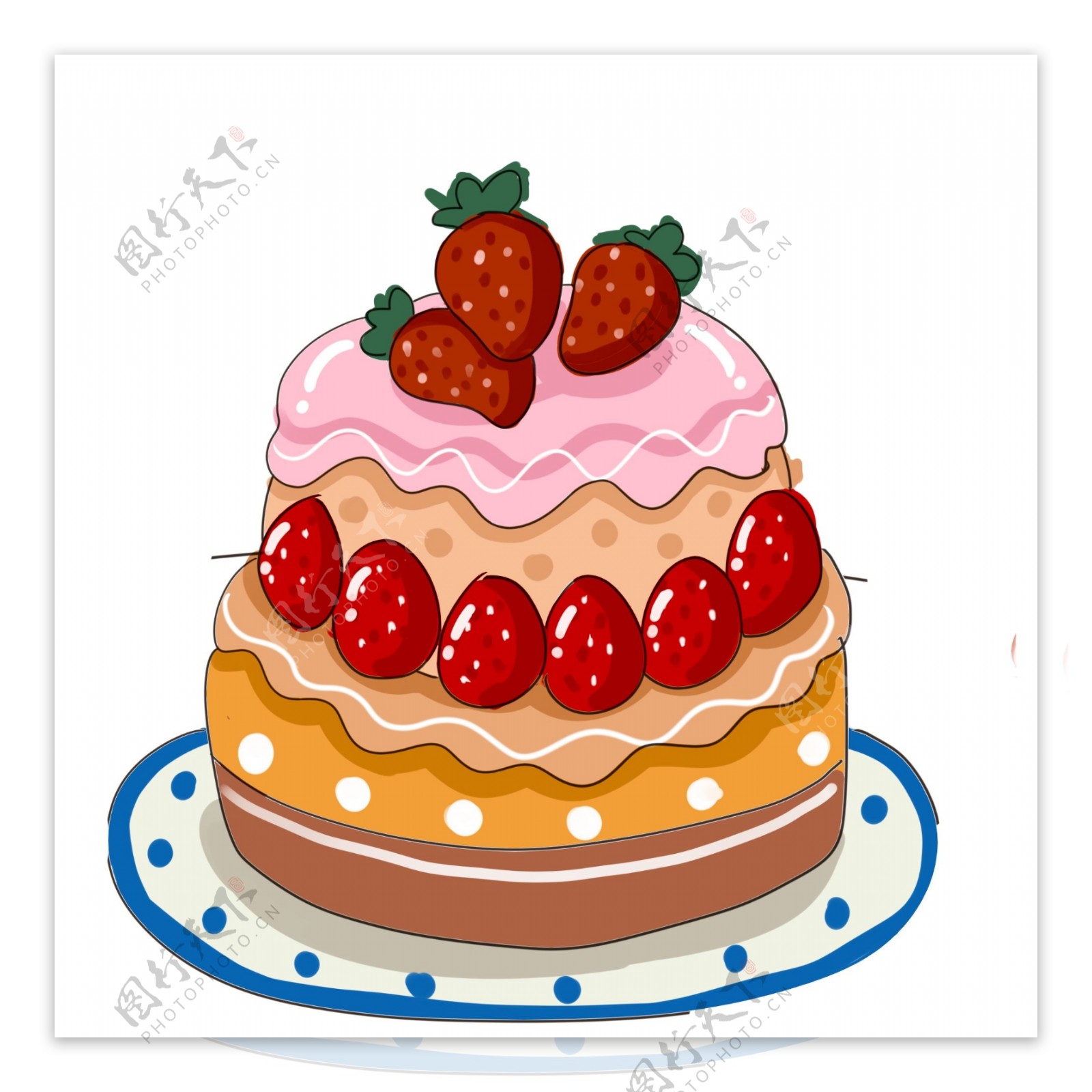 手绘一个美味的草莓蛋糕设计