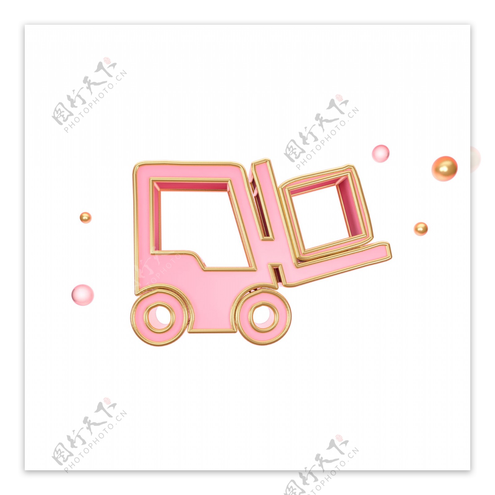 立体粉色叉车图标
