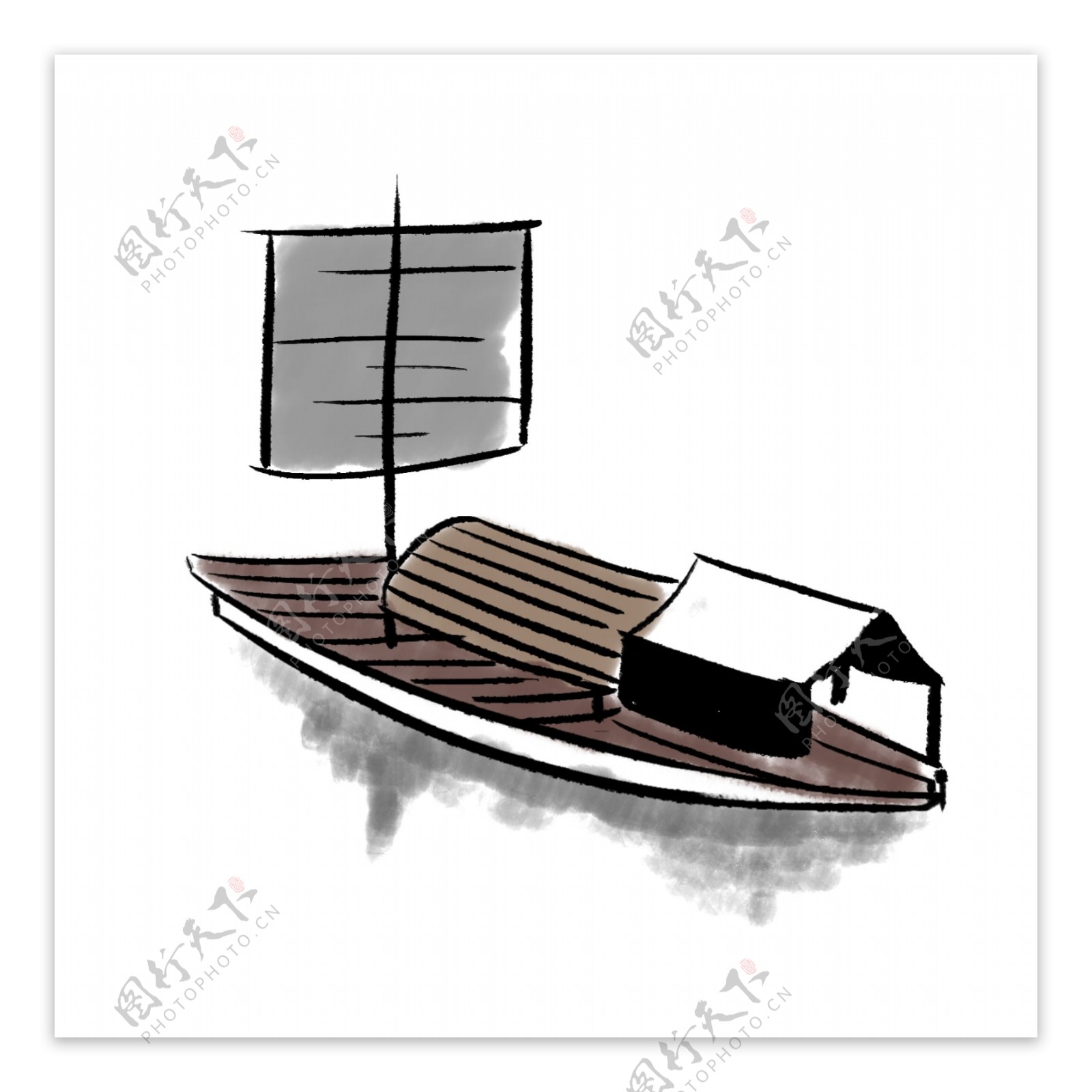 古风水墨帆船