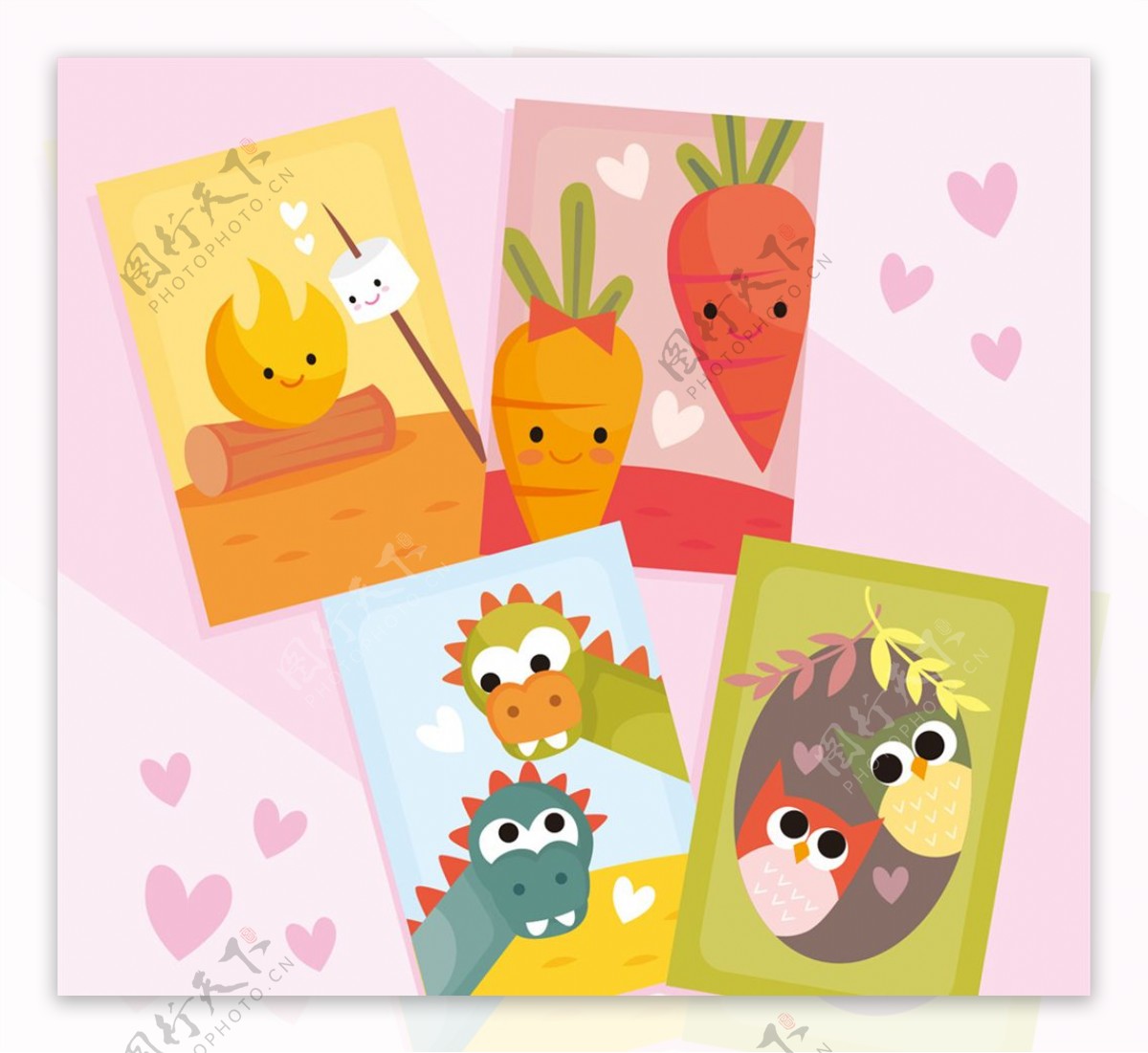 可爱卡通动植物情侣卡片