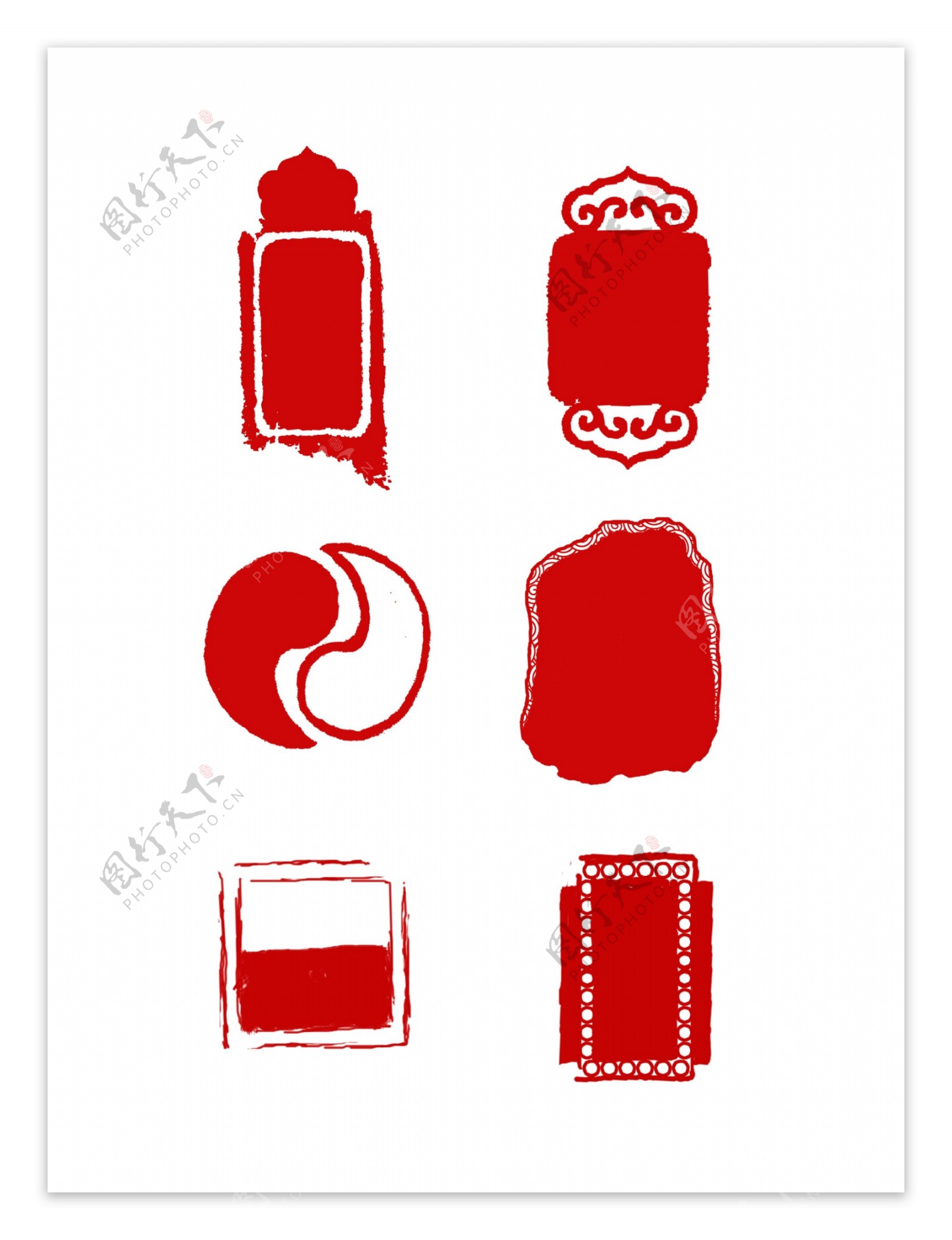 中国风篆刻印章红色图标素材