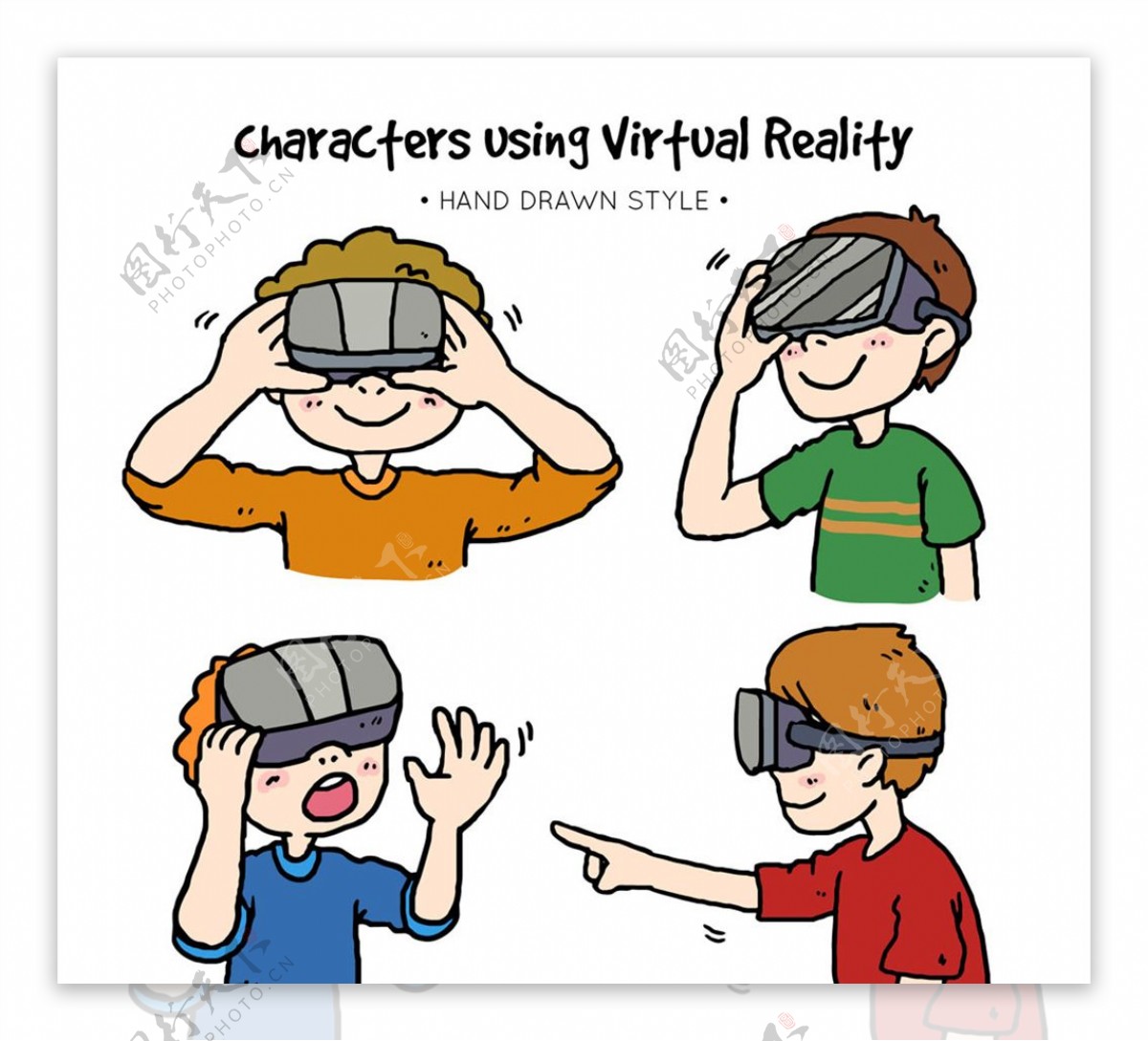 4款彩绘戴VR头显的男孩
