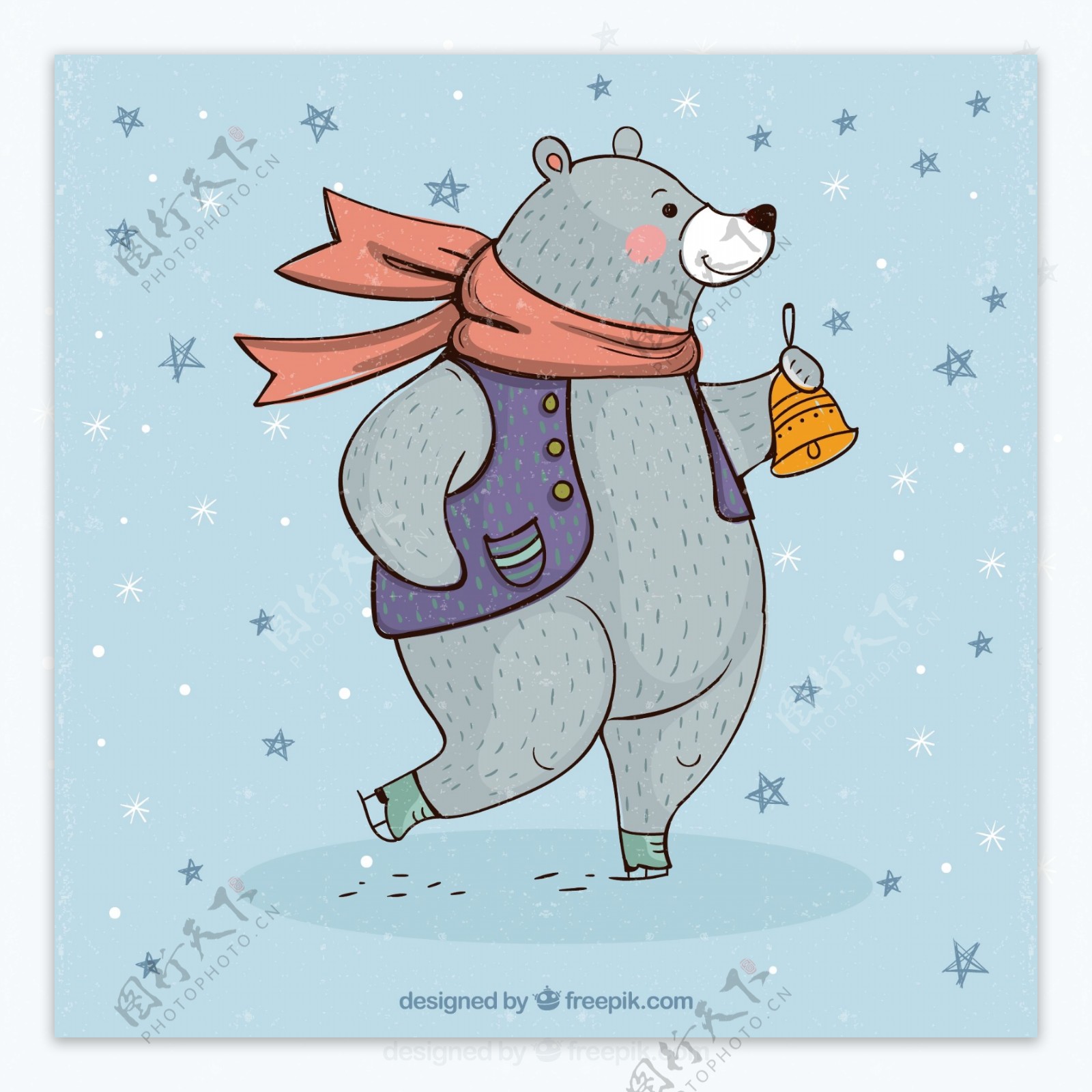 彩绘溜冰摇铃铛的熊