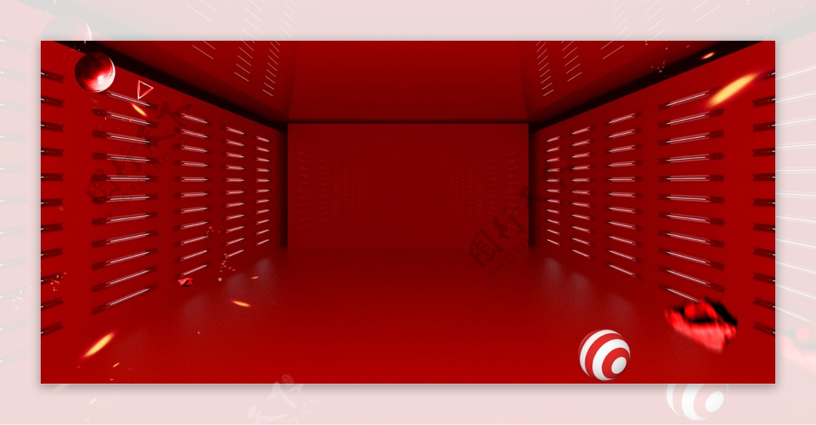 红色微立体中国风电商背景设计