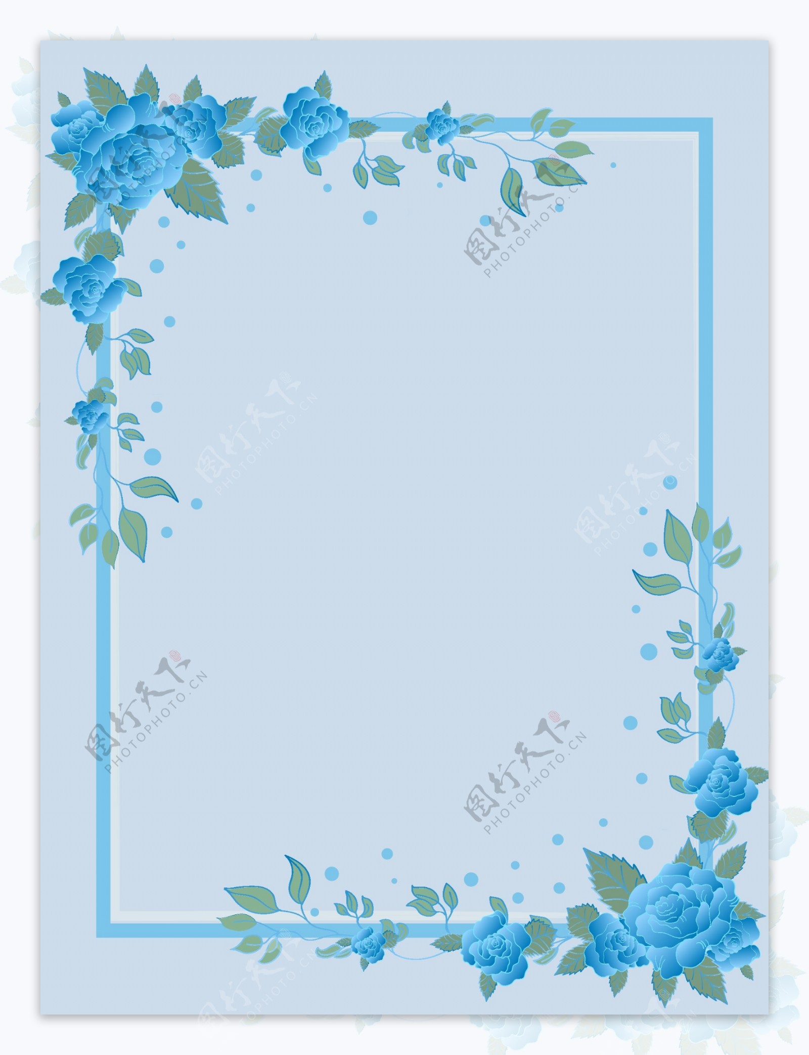 蓝色小清新装饰花边广告背景