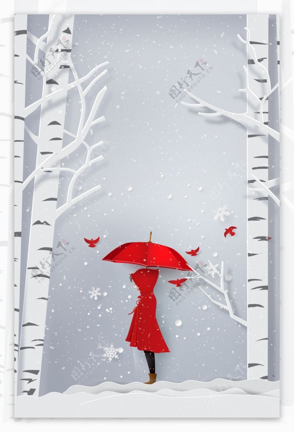 红雨伞女孩