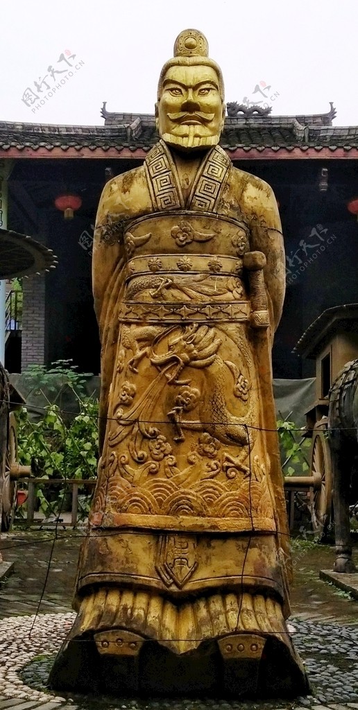 黄龙溪景点兵马俑帝王雕像