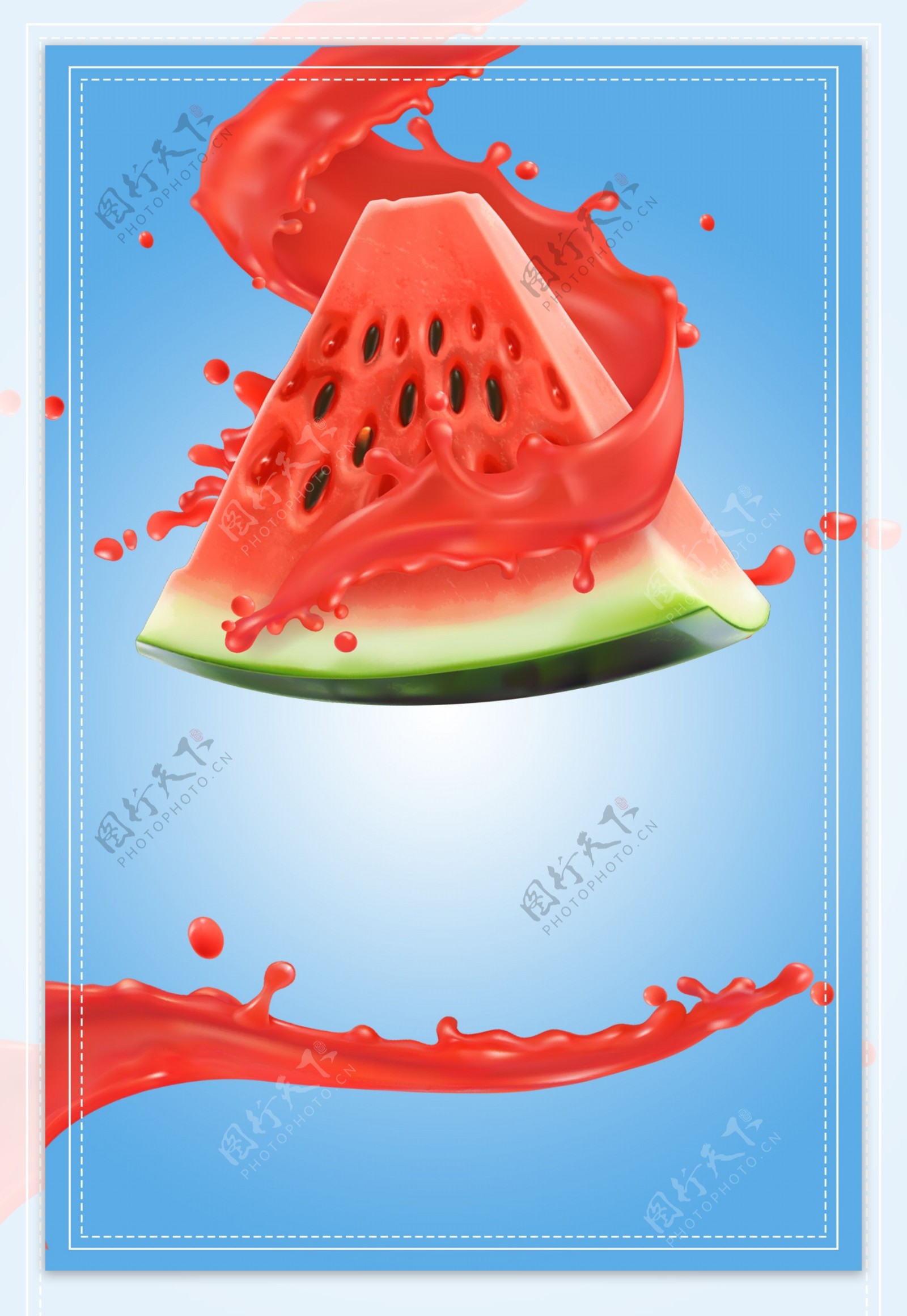 夏季西瓜果汁饮料宣传海报