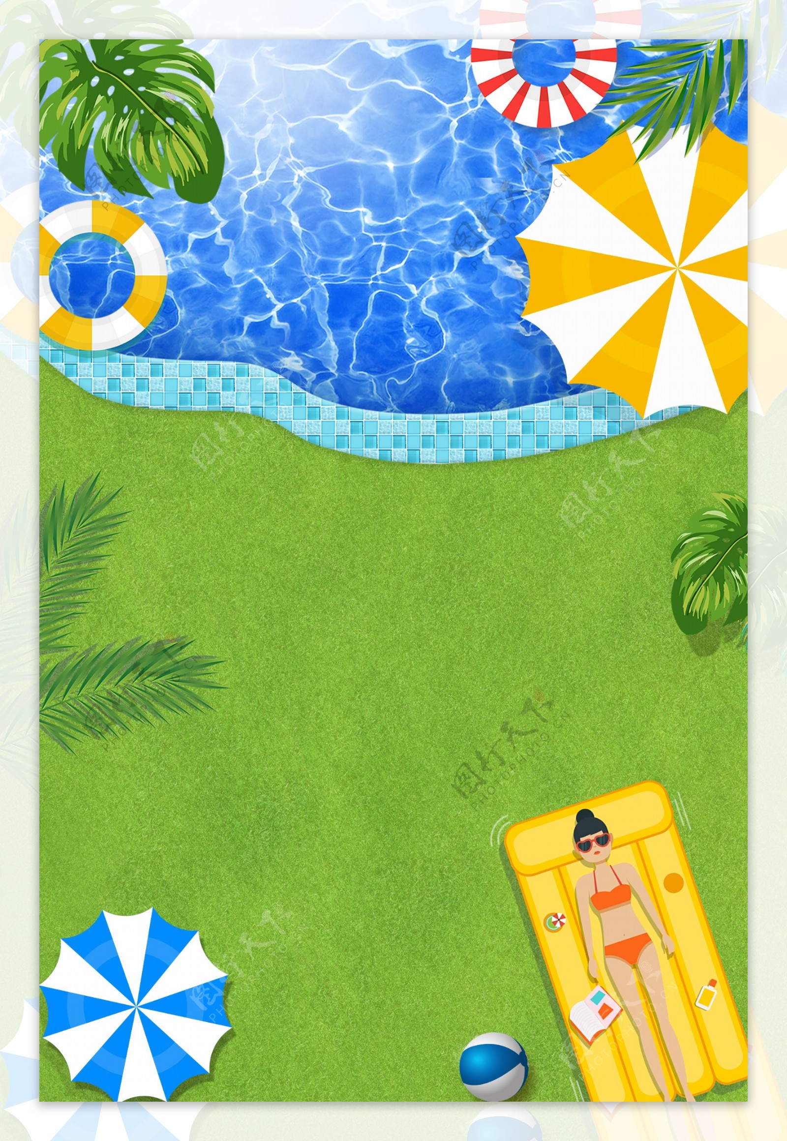 夏日泳池出游度假海报