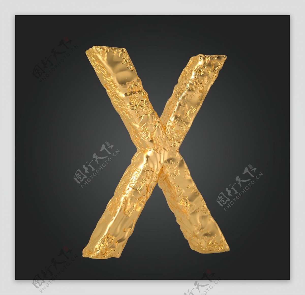 金属质感立体字母X