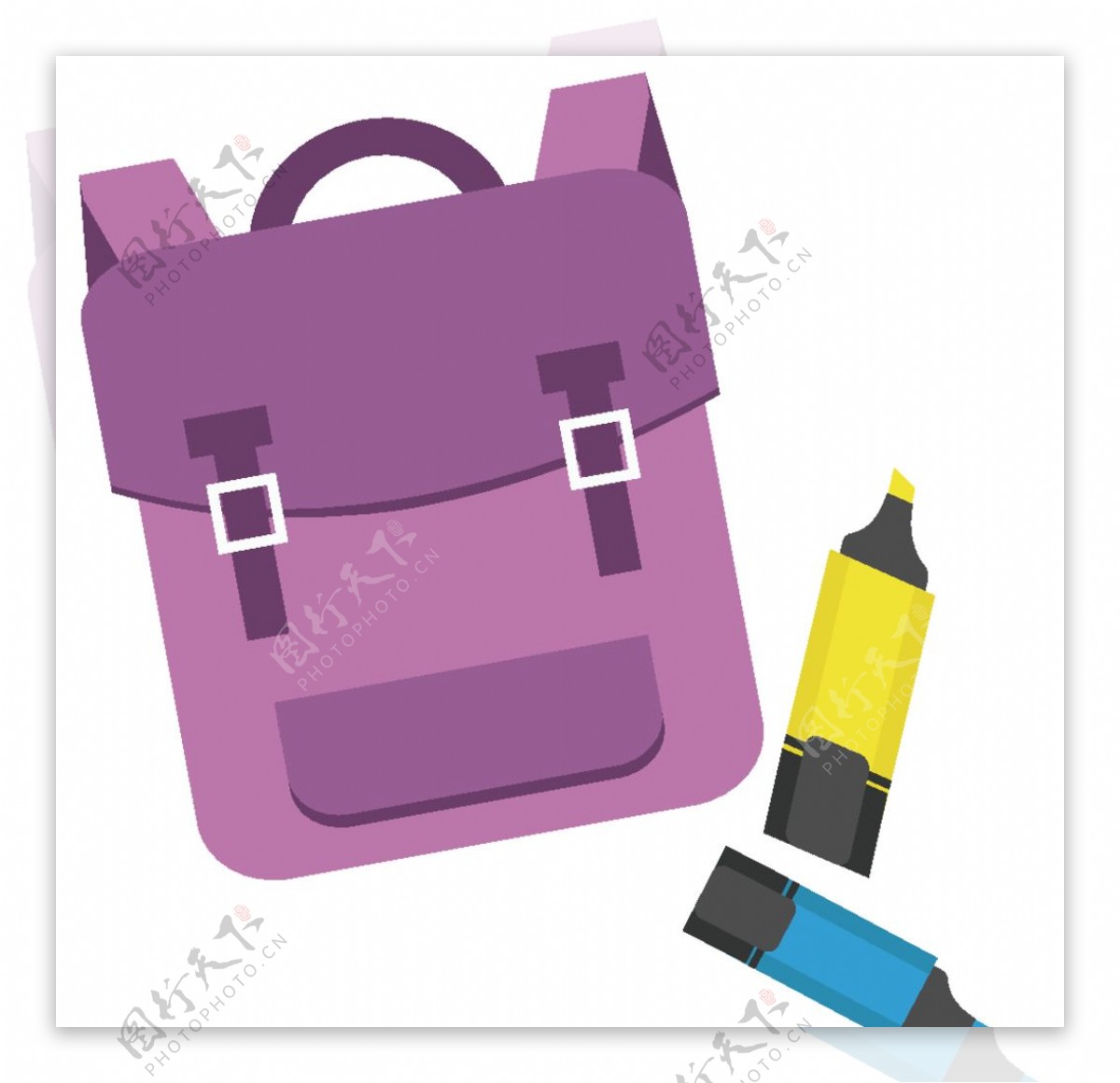 紫色书包插画