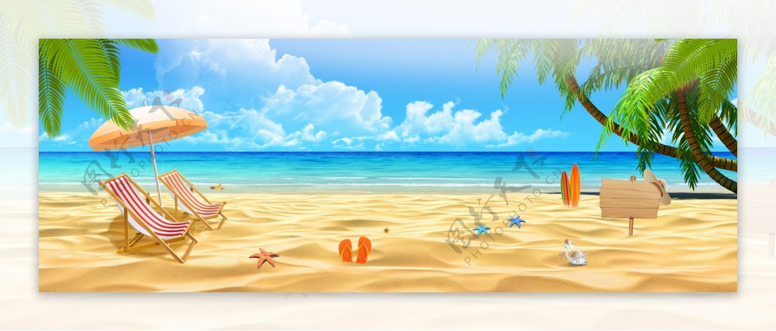 夏季海滩旅行海报banner
