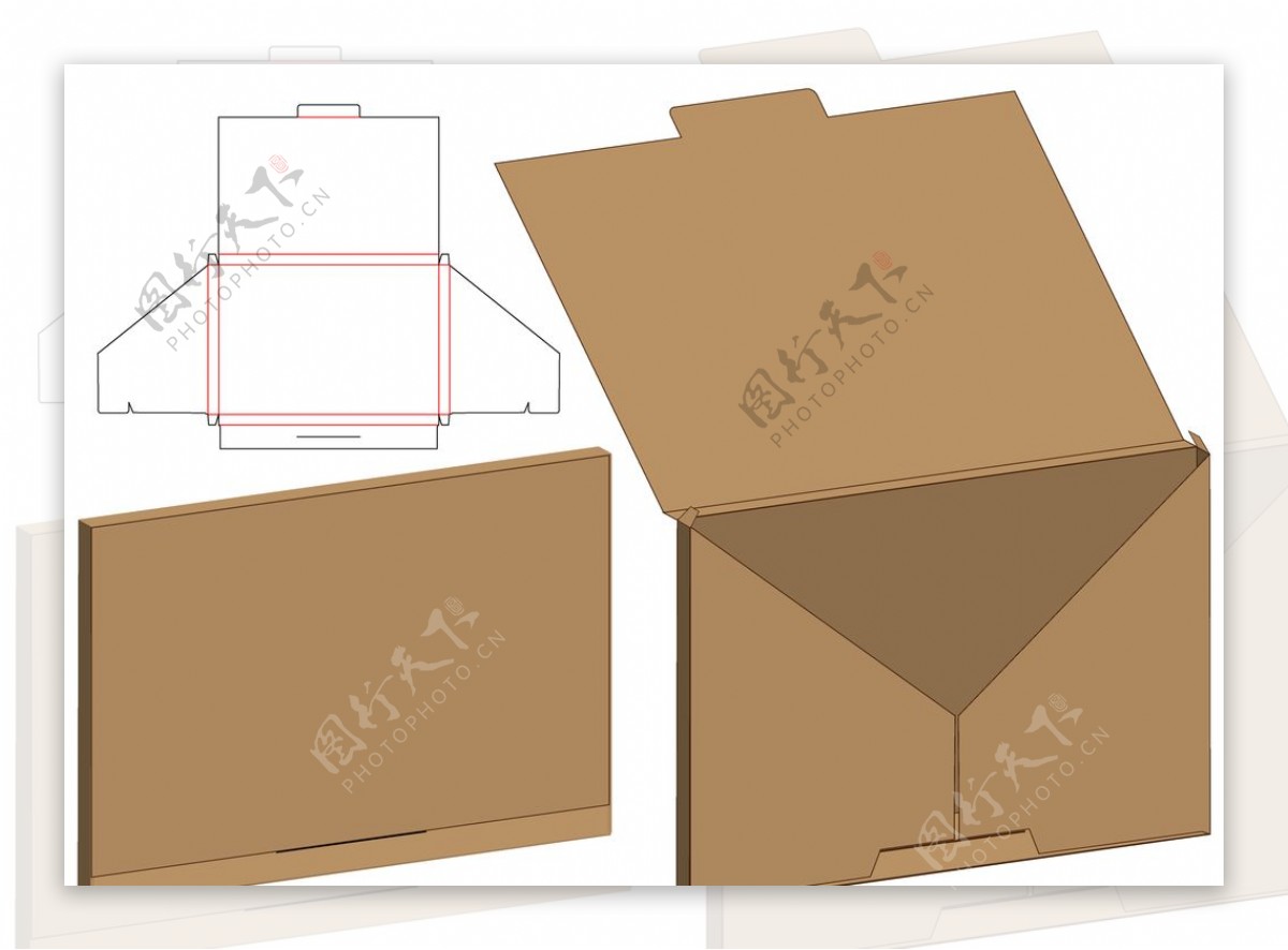 信封式包装盒刀模图