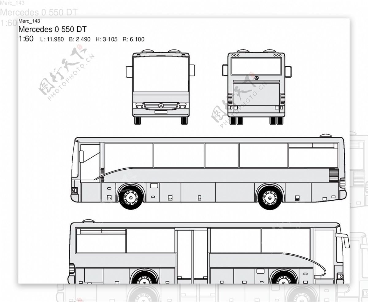 手绘客运汽车