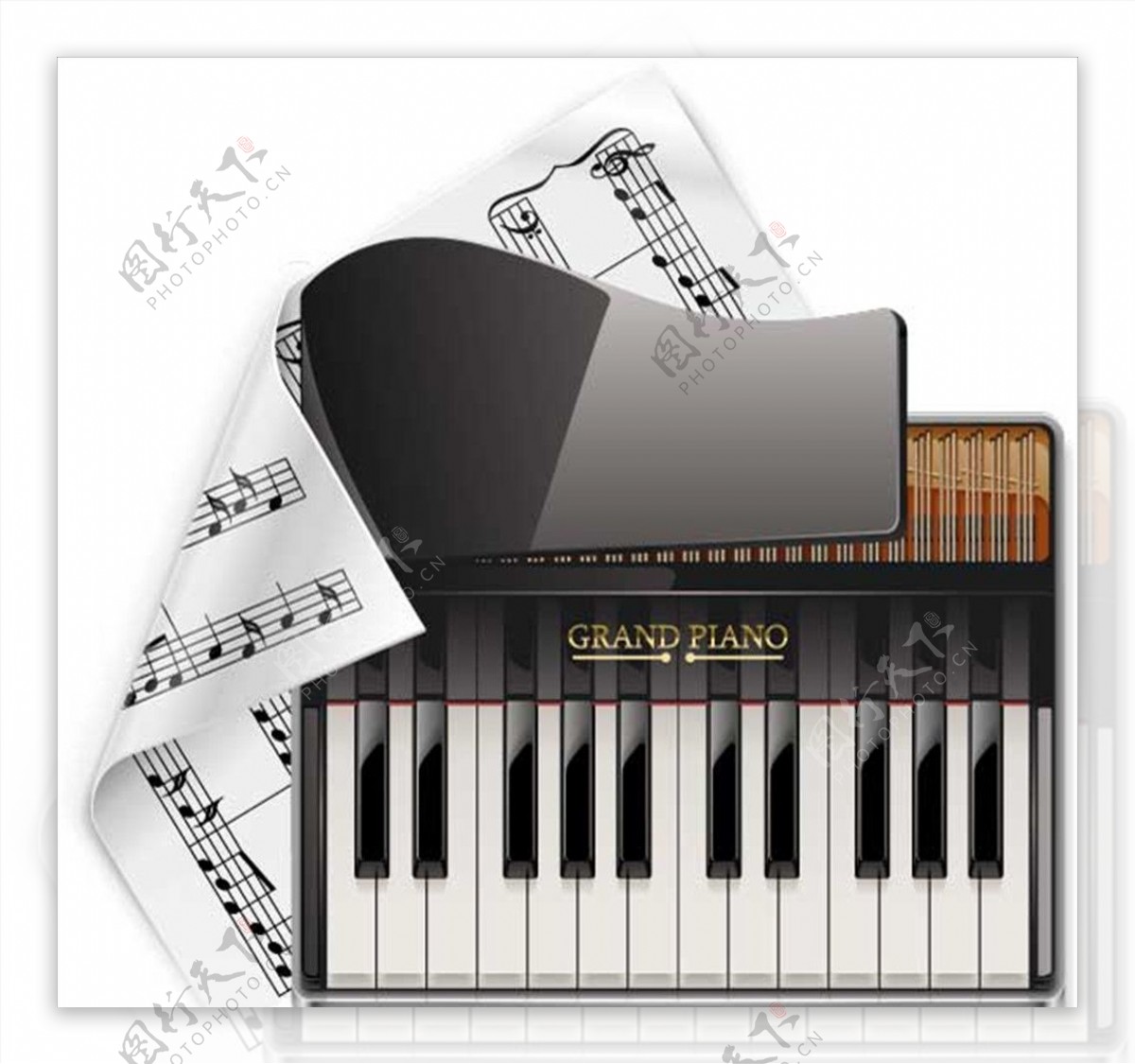 音乐乐谱钢琴键盘按键键子卡通素