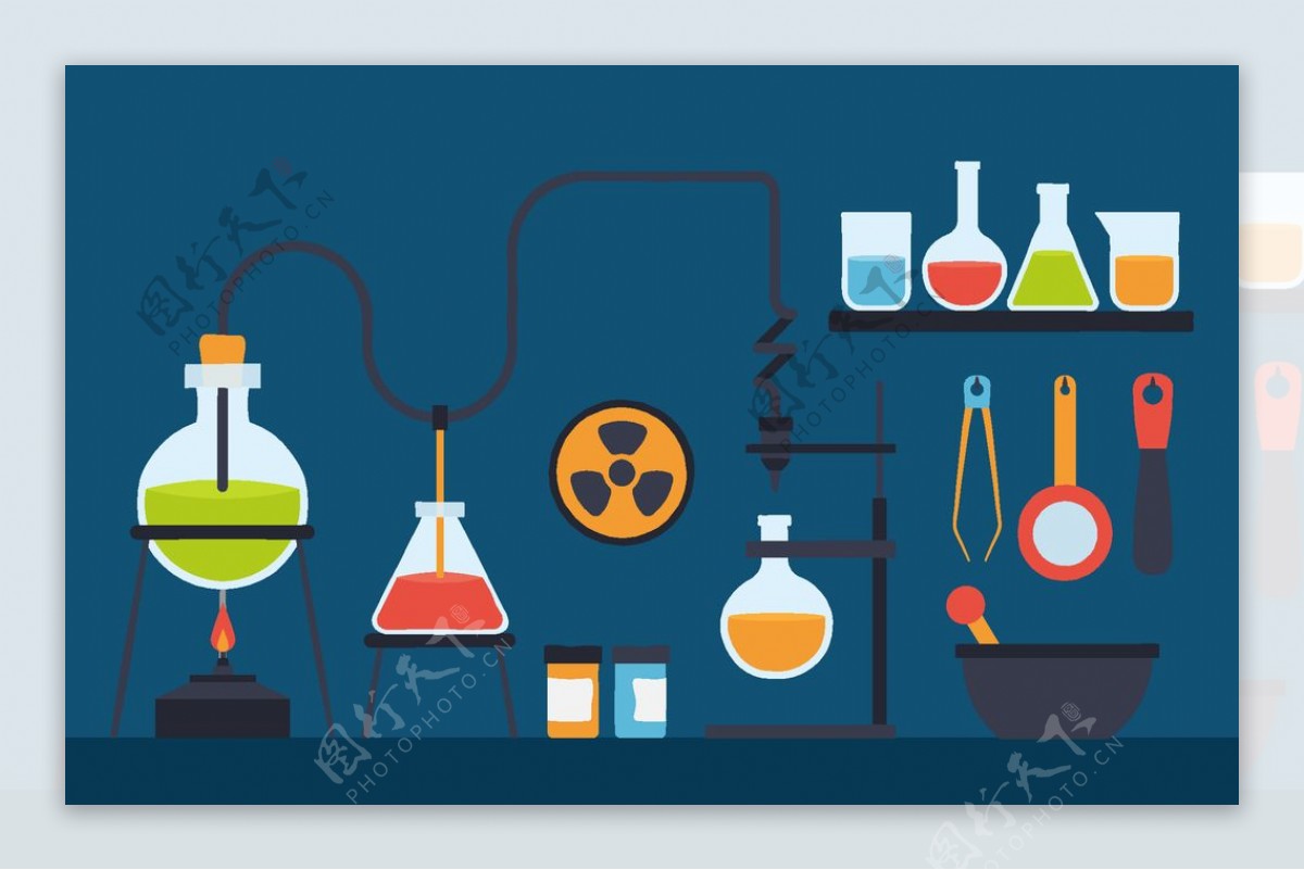 矢量卡通科学实验