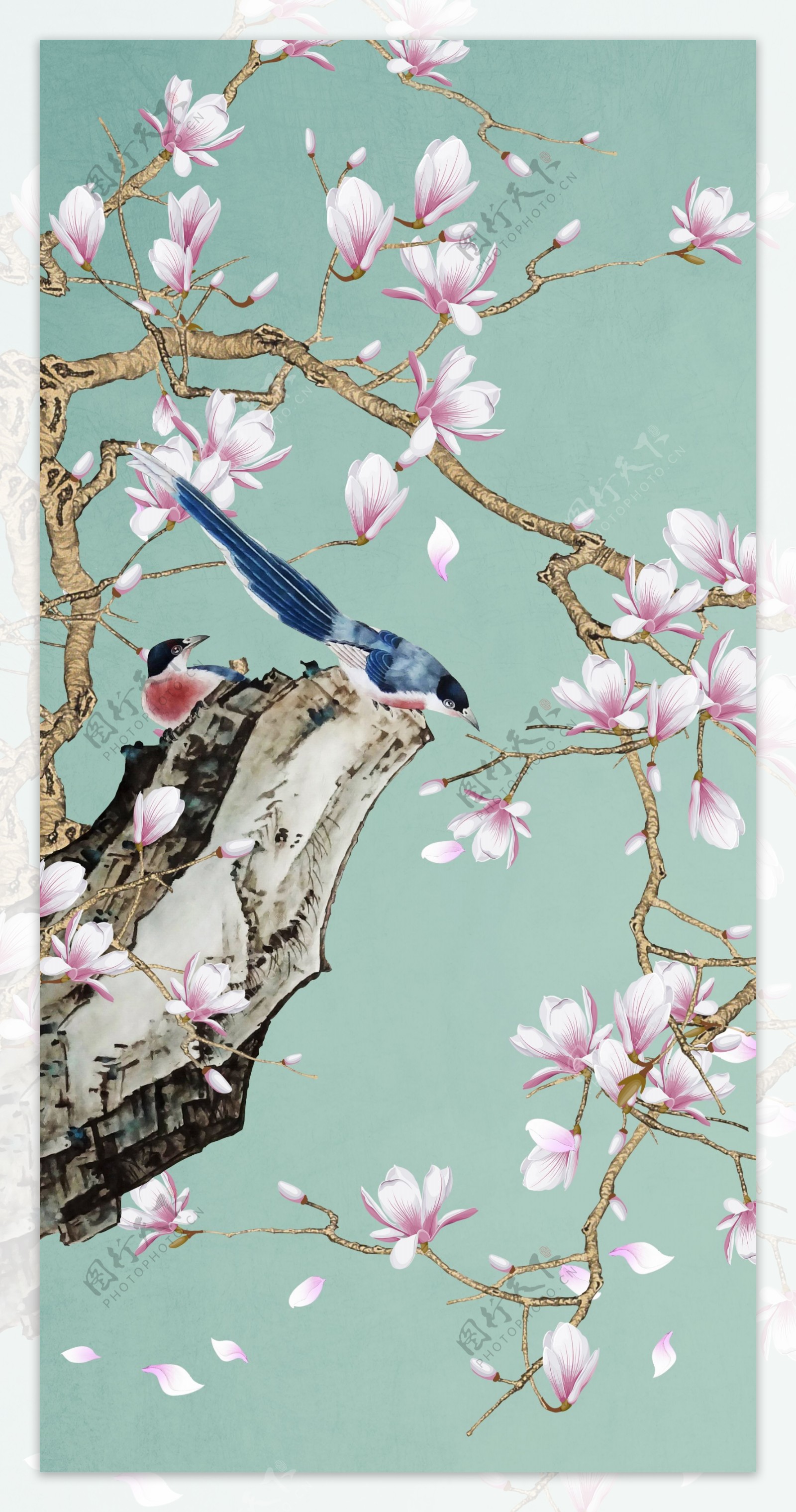 中式花鸟玄关装饰画