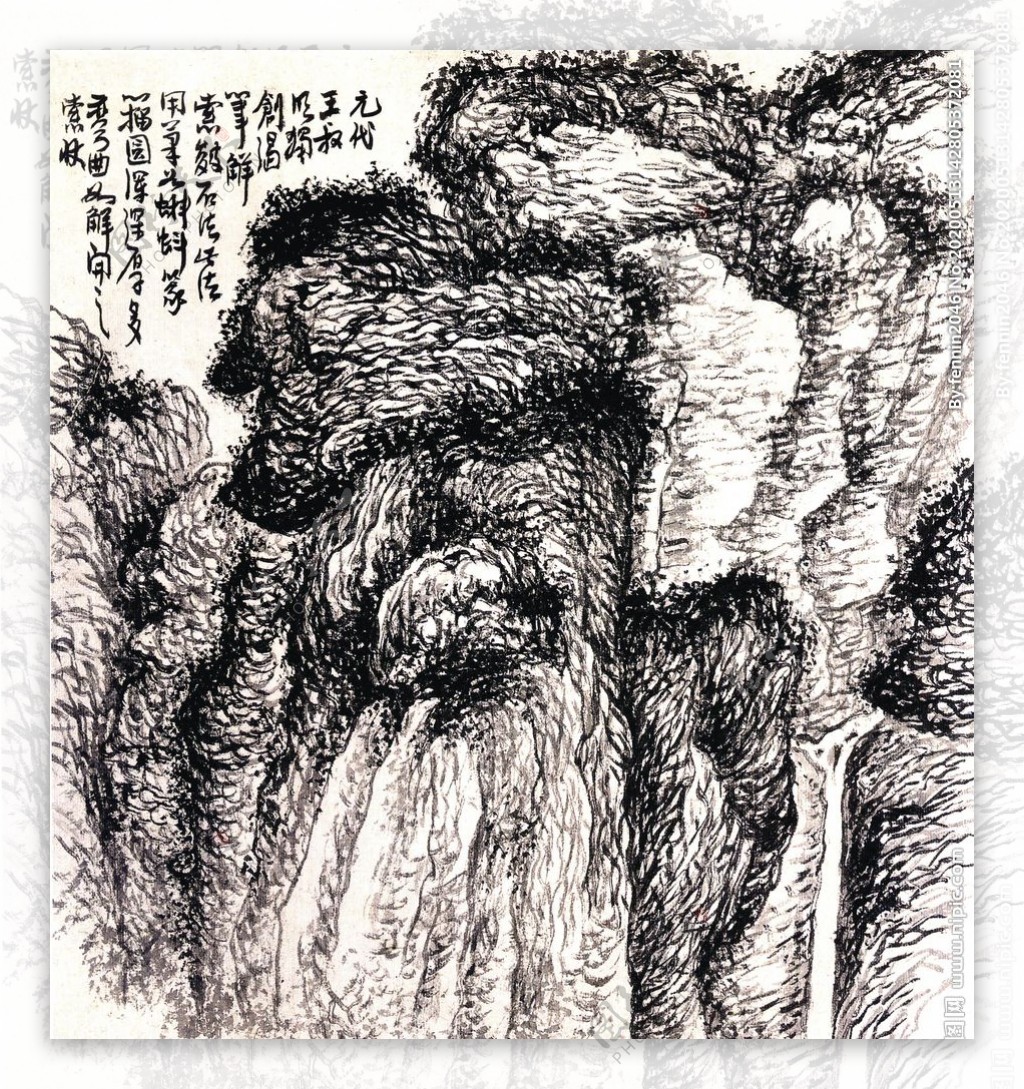 中国风线条白描国画