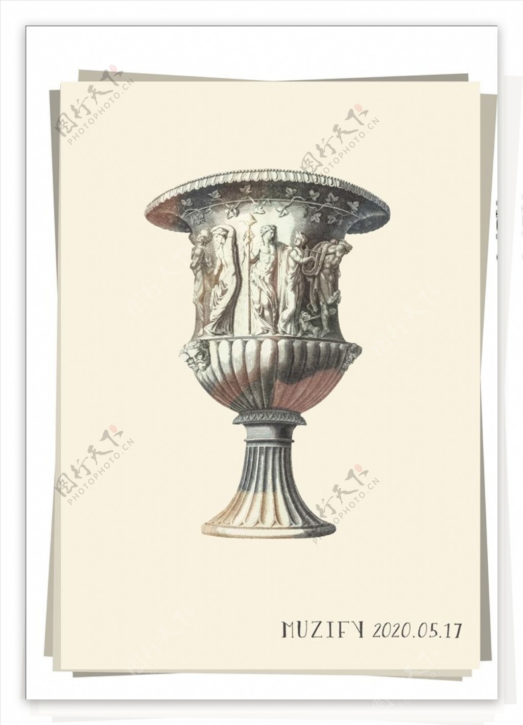 欧式复古人物浮雕花瓶