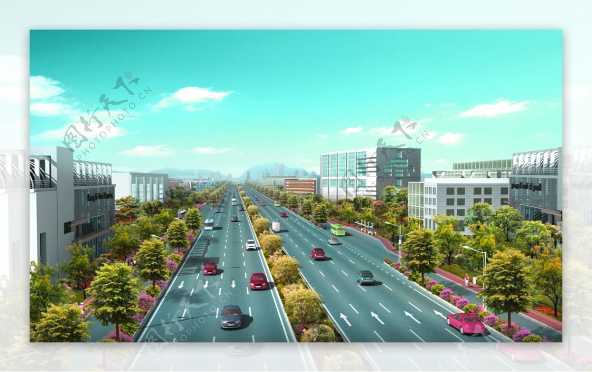 广汕公路道路绿化景观效果图