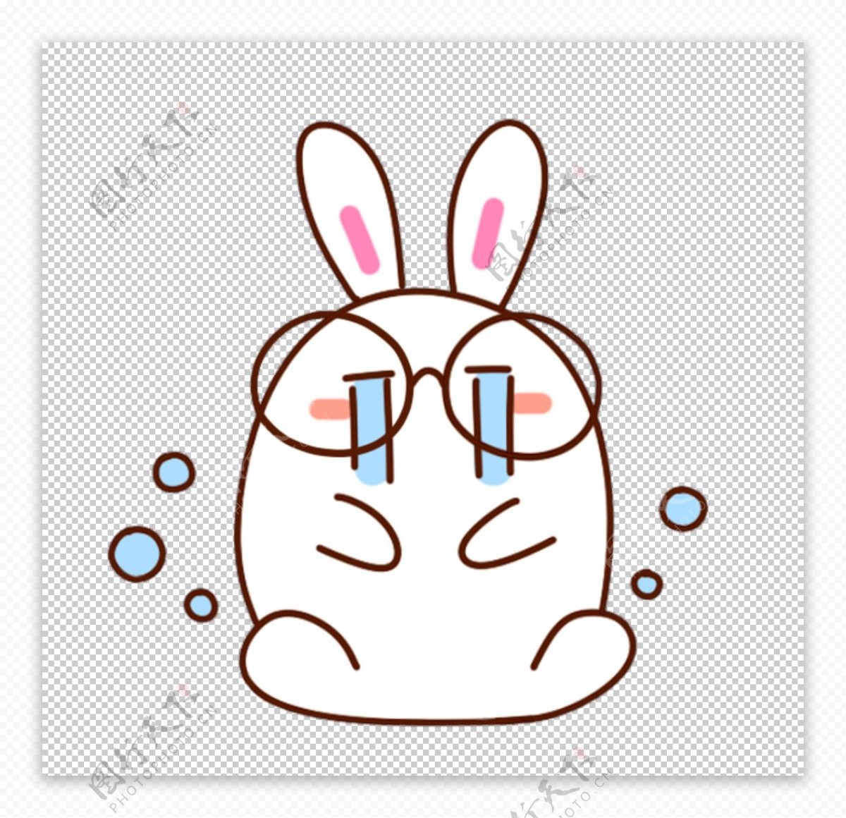 卡通兔子大哭表情PSD圖案素材免費下載，可愛卡通圖片，尺寸2000 × 2000px - Lovepik