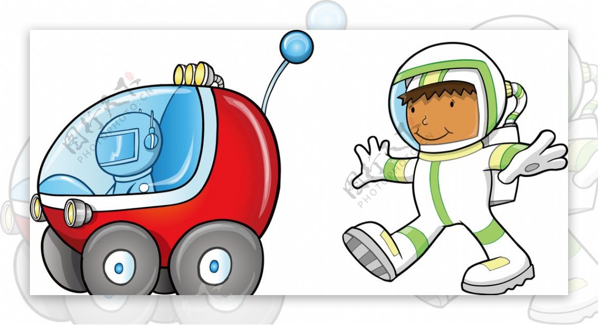 卡通儿童宇宙飞船太空宇航服素材