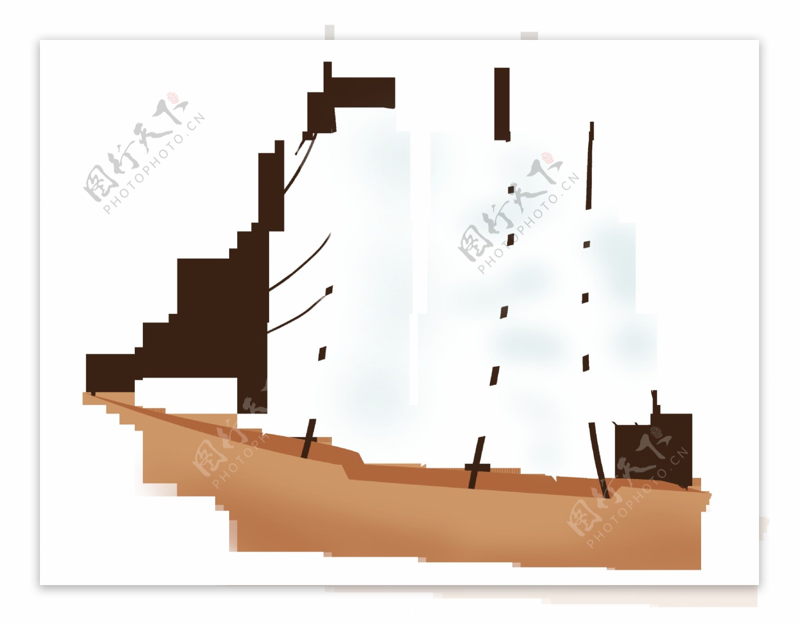 帆船插画卡通企业文化标语标志